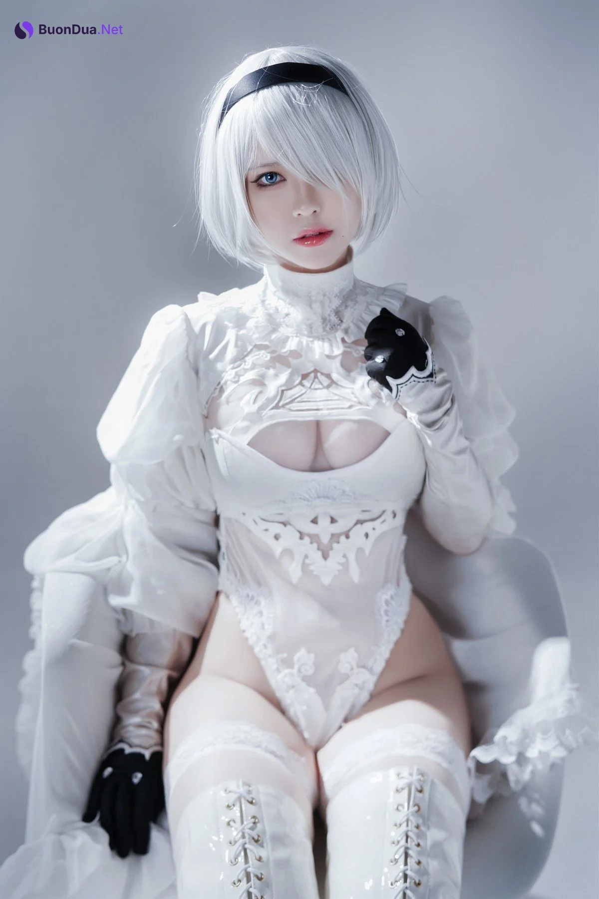 Cosplay 半半子 Automataヨルハ二号B型 白いドレス - Photo 14