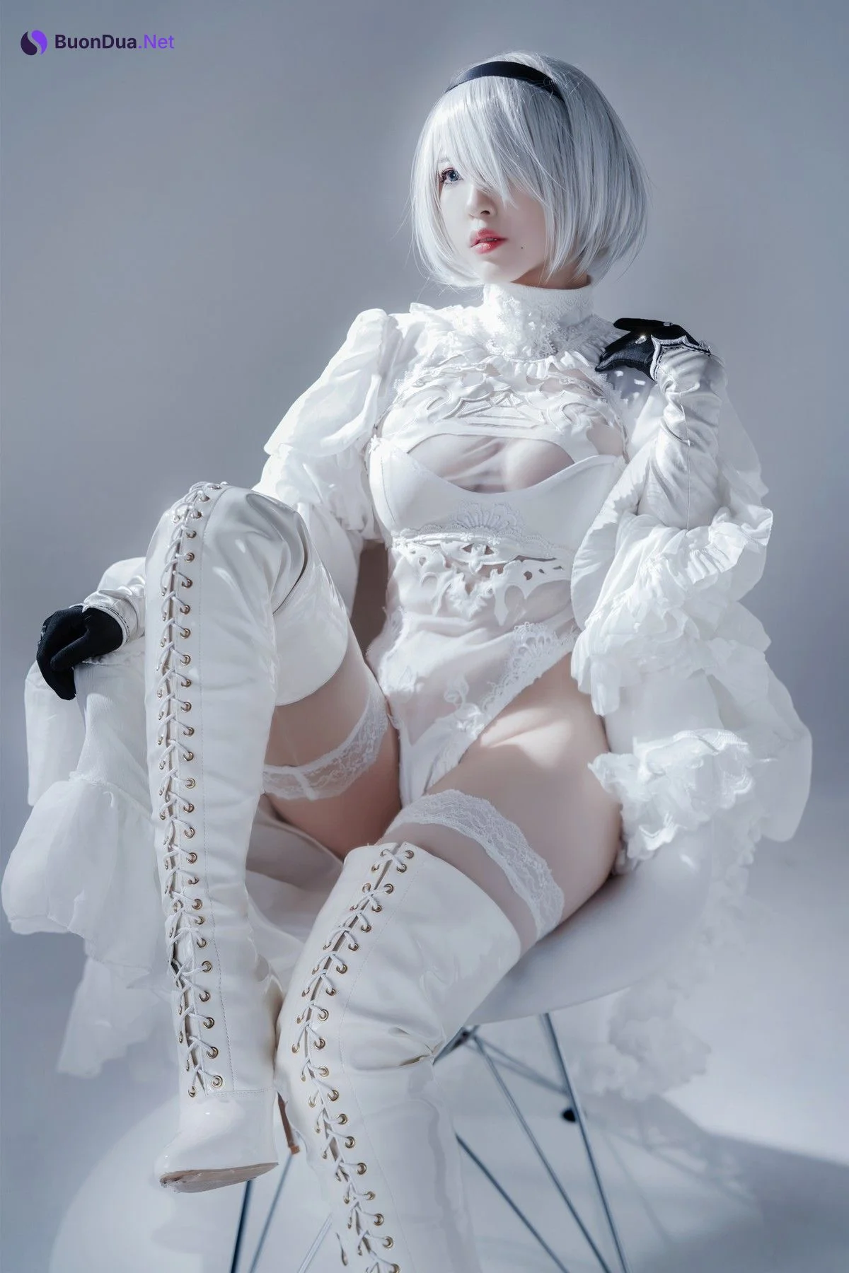 Cosplay 半半子 Automataヨルハ二号B型 白いドレス - Photo 15