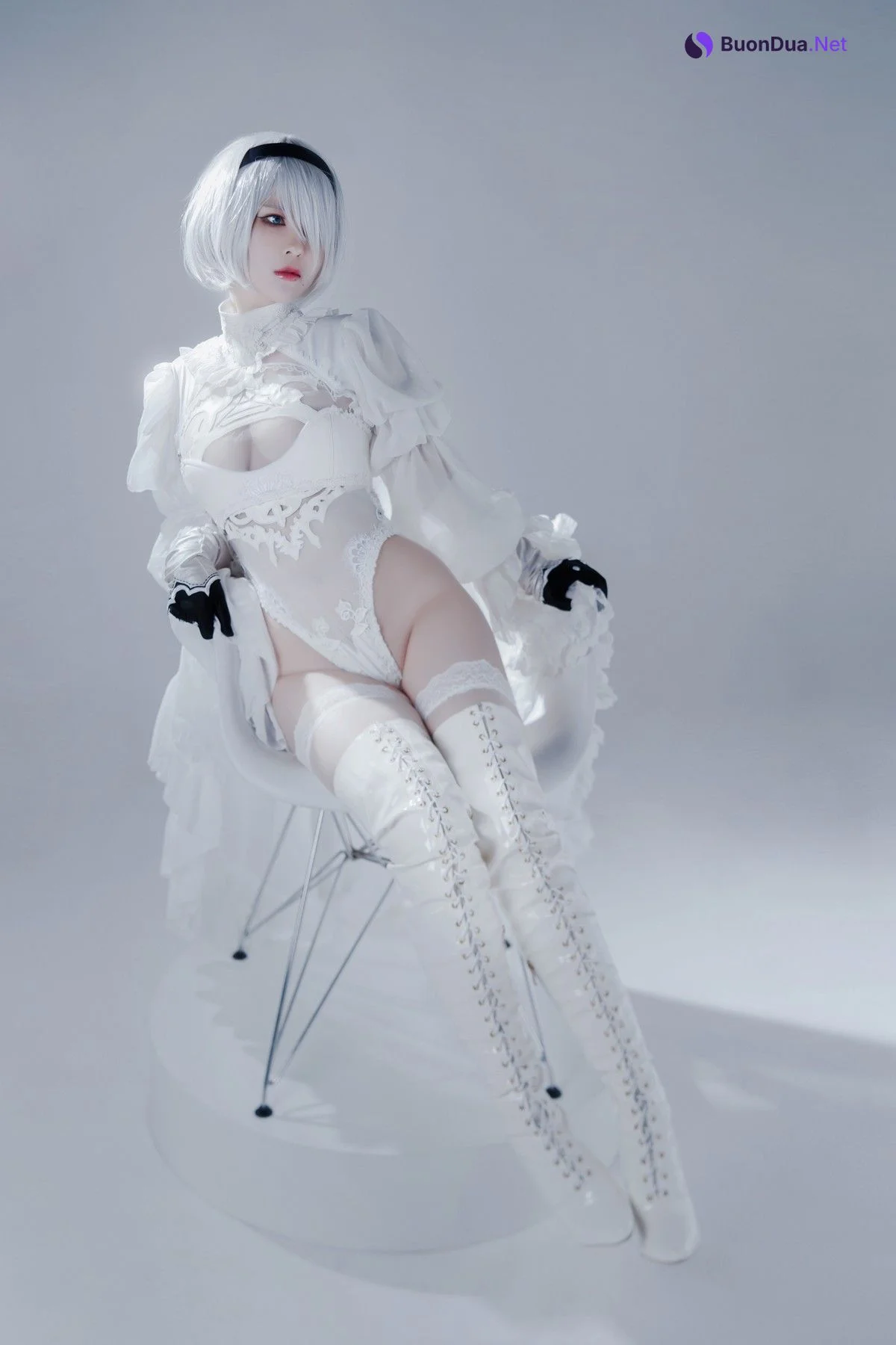 Cosplay 半半子 Automataヨルハ二号B型 白いドレス - Photo 18
