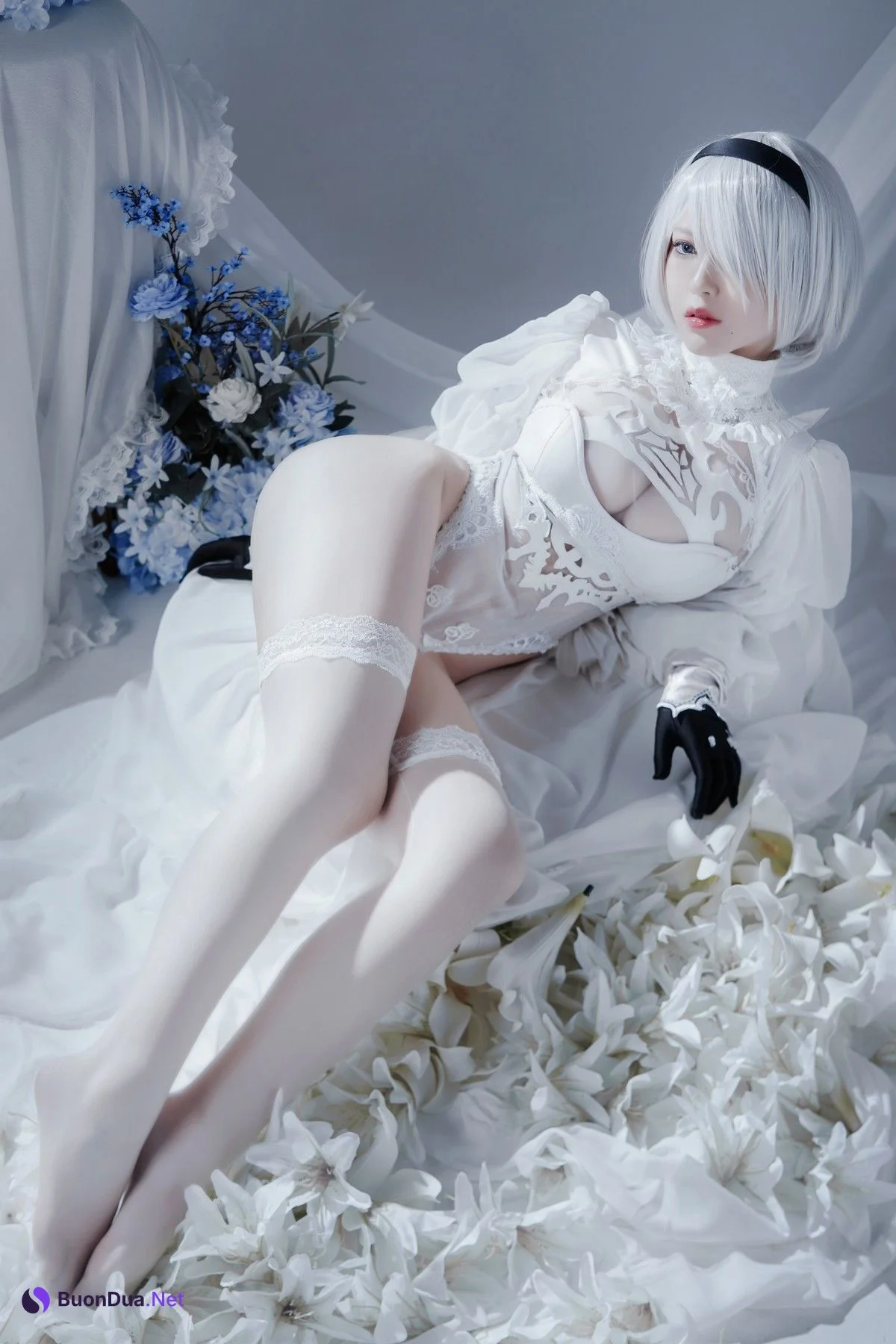 Cosplay 半半子 Automataヨルハ二号B型 白いドレス - Photo 6