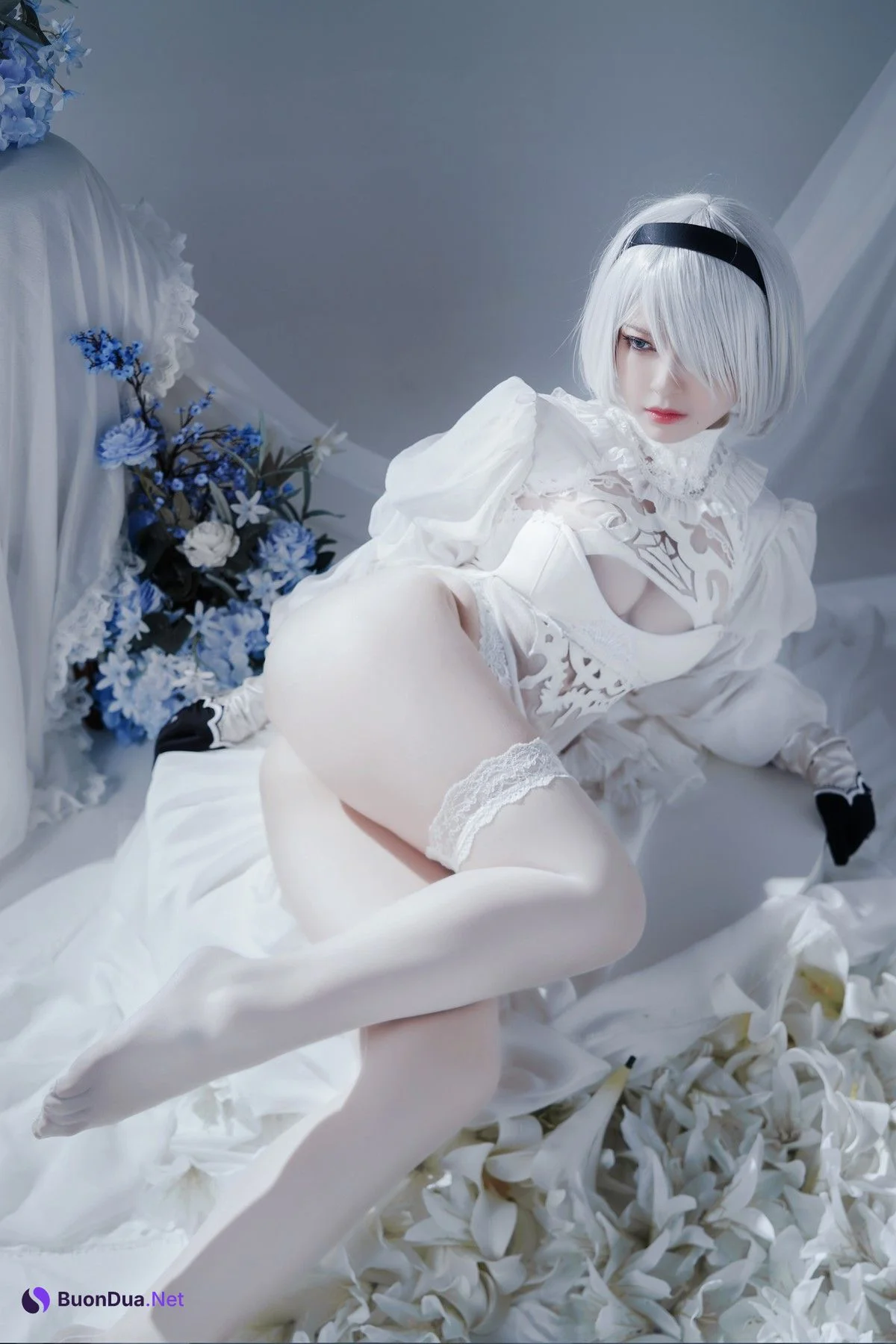 Cosplay 半半子 Automataヨルハ二号B型 白いドレス - Photo 7