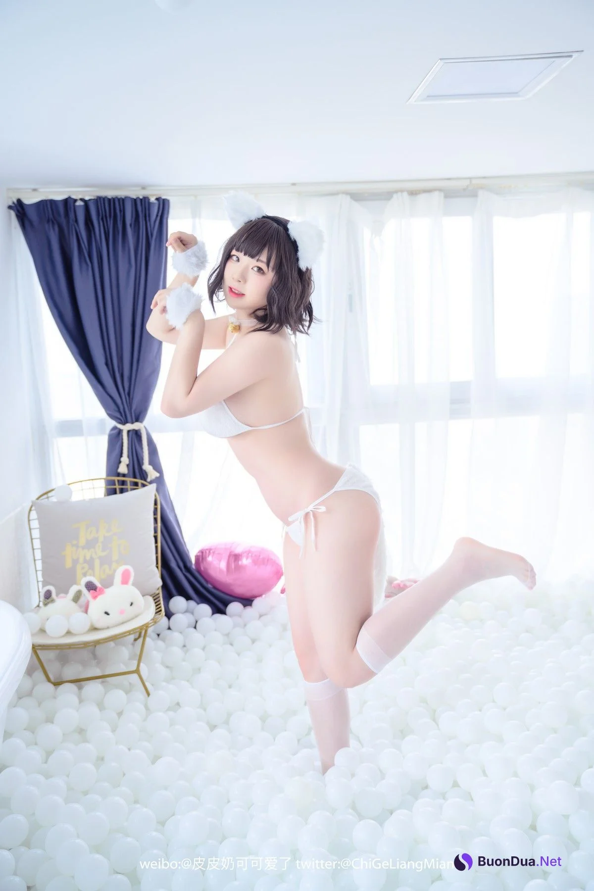 Cosplay 皮皮奶可可爱了啦 白猫 - Photo 2