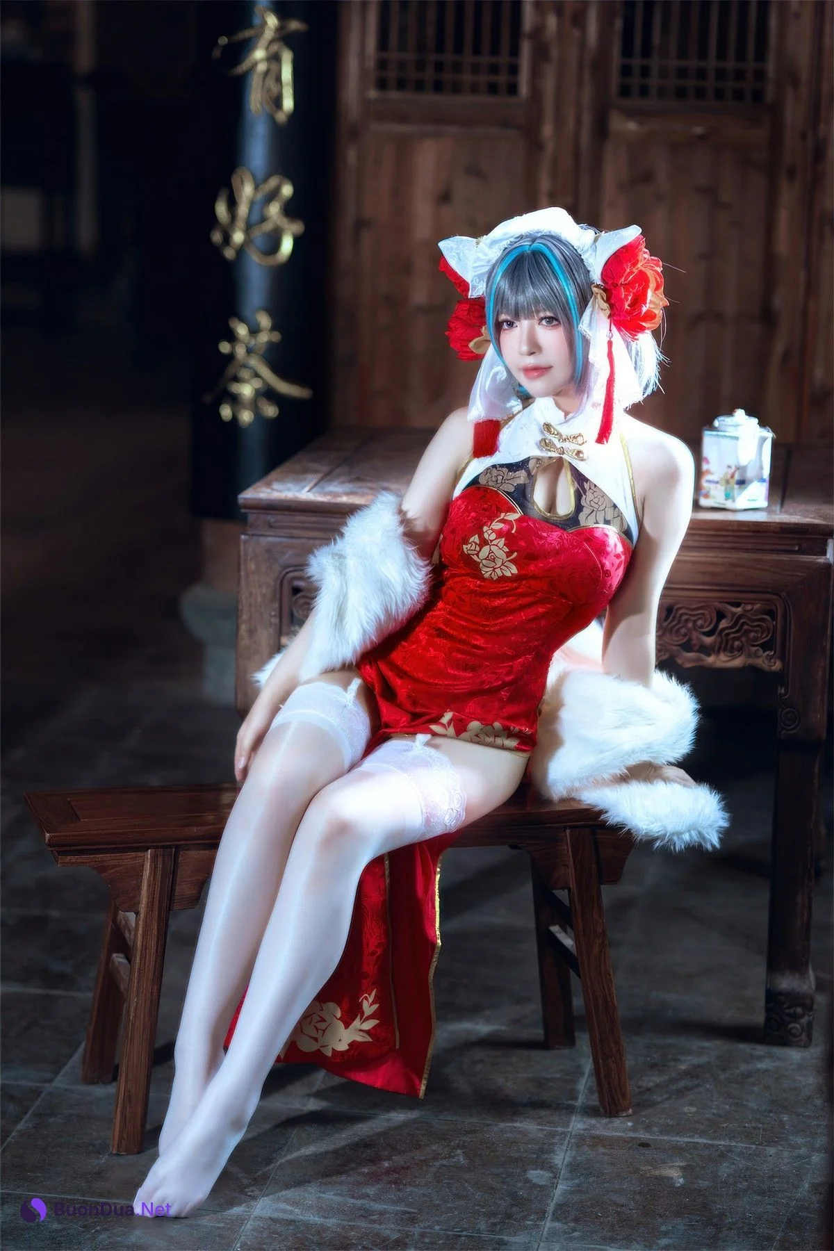 Cosplay 半半子Banbanko 柴郡中华娘旗袍 - Photo 10