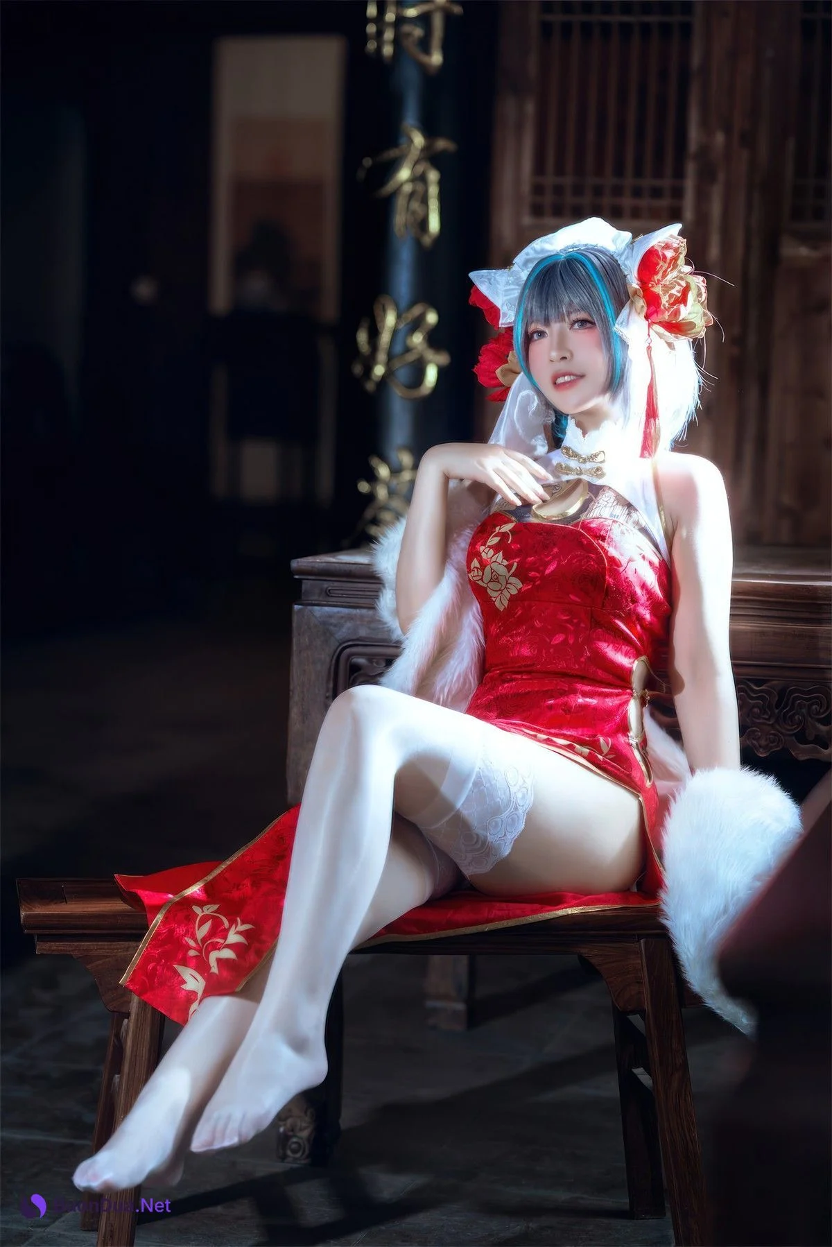 Cosplay 半半子Banbanko 柴郡中华娘旗袍 - Photo 13
