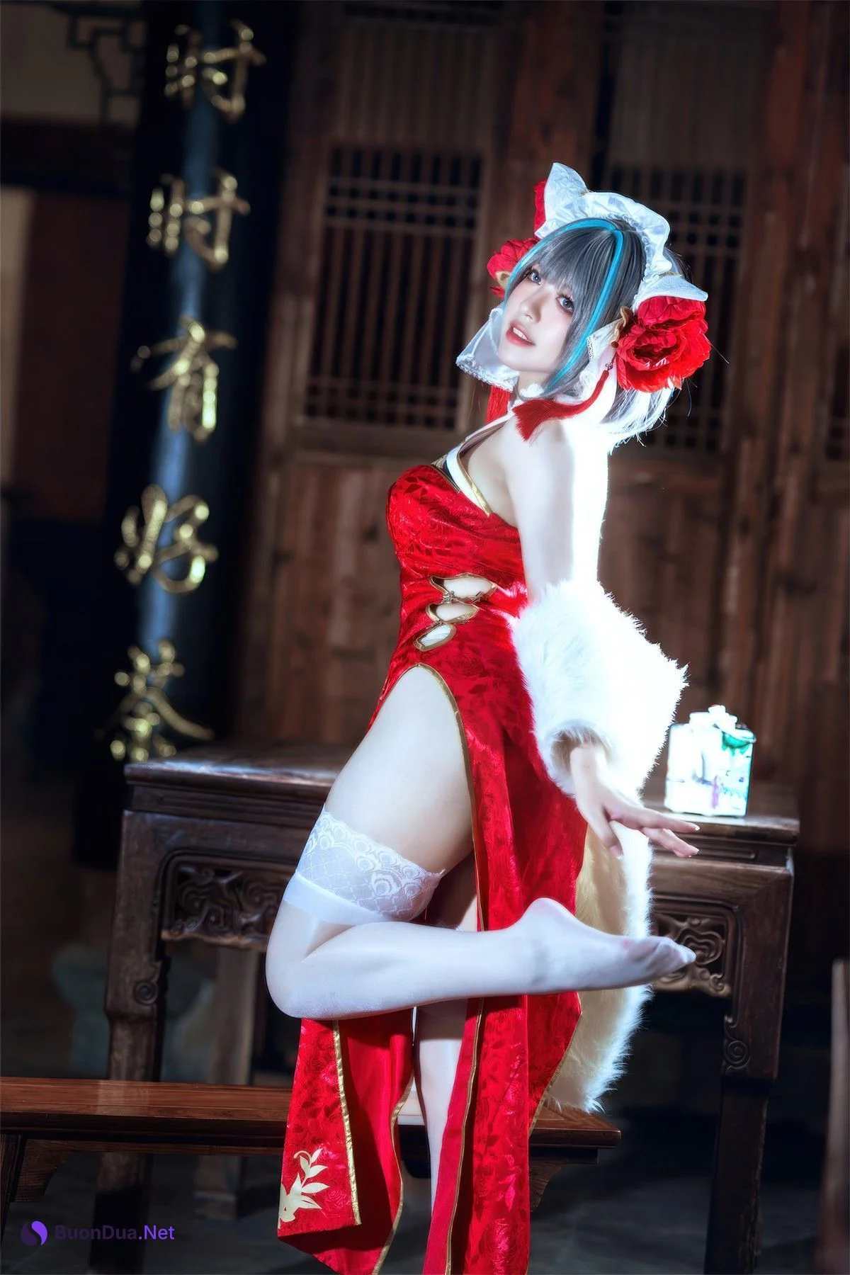 Cosplay 半半子Banbanko 柴郡中华娘旗袍 - Photo 14