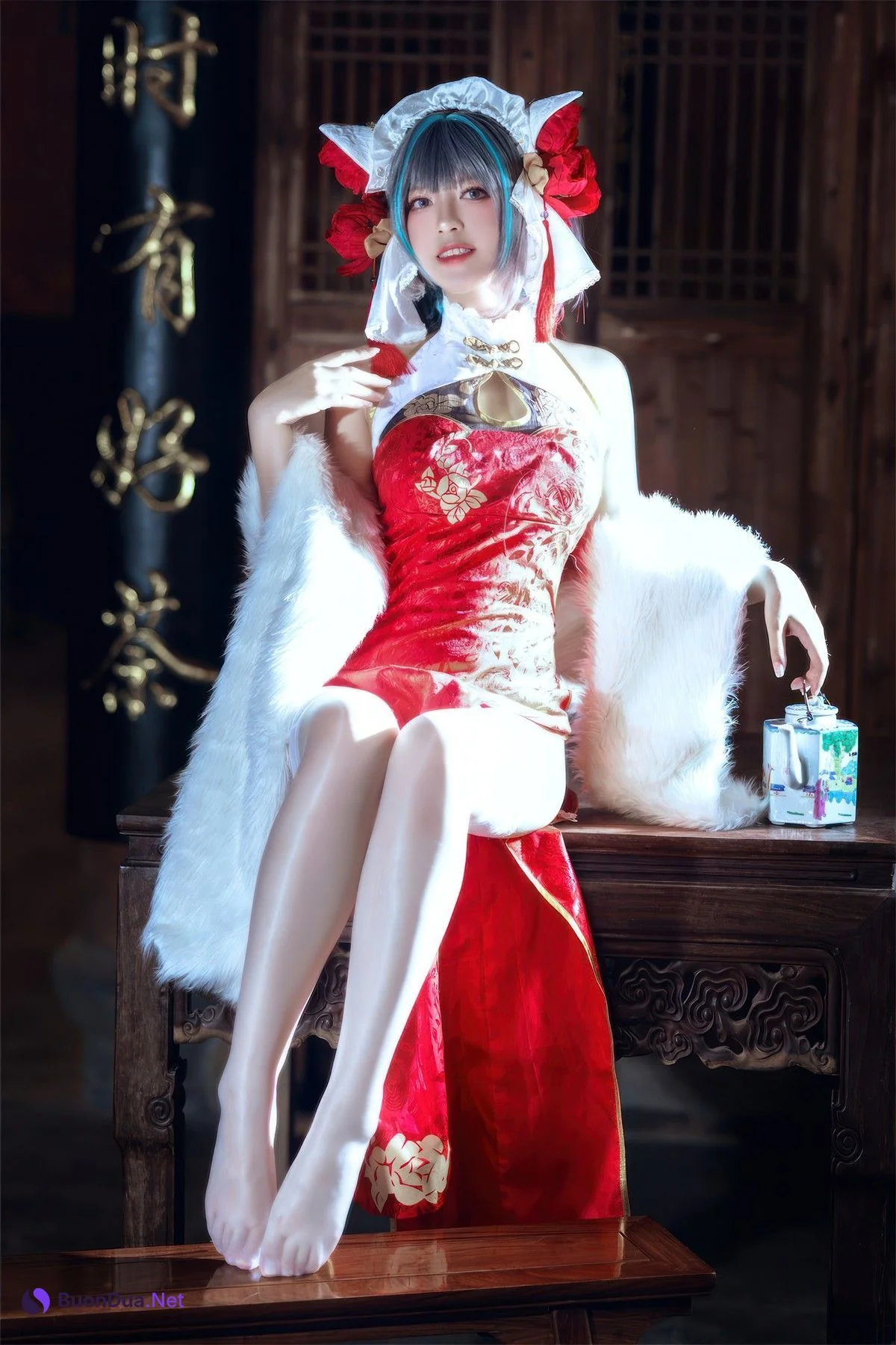 Cosplay 半半子Banbanko 柴郡中华娘旗袍 - Photo 15