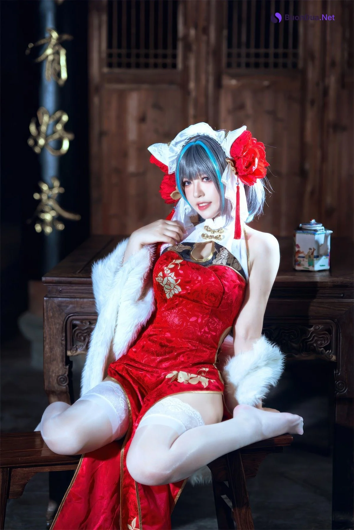 Cosplay 半半子Banbanko 柴郡中华娘旗袍 - Photo 16