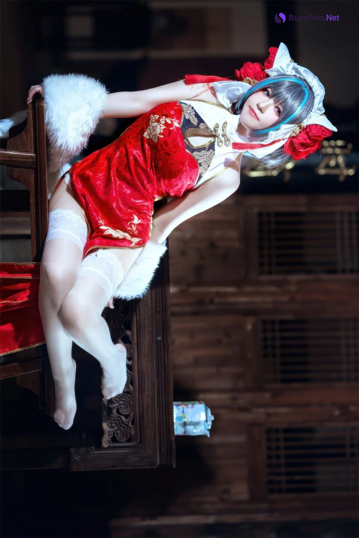 Cosplay 半半子Banbanko 柴郡中华娘旗袍 - Photo 18