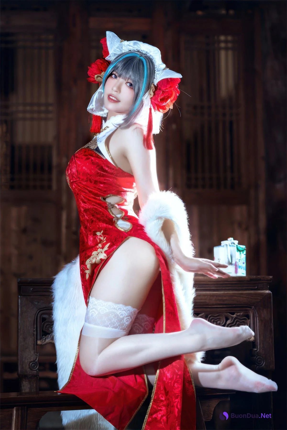 Cosplay 半半子Banbanko 柴郡中华娘旗袍 - Photo 2