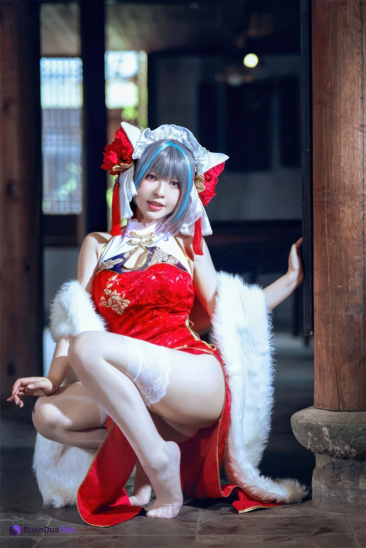 Cosplay 半半子Banbanko 柴郡中华娘旗袍 - Photo 3