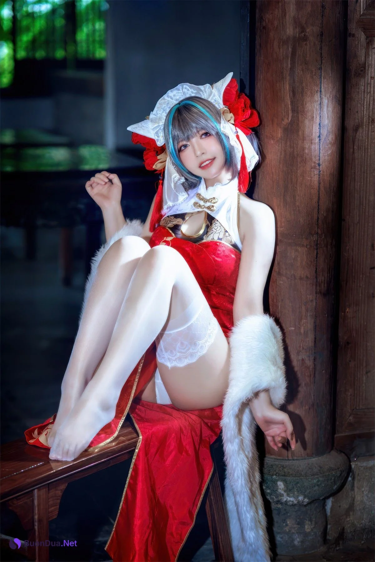 Cosplay 半半子Banbanko 柴郡中华娘旗袍 - Photo 4