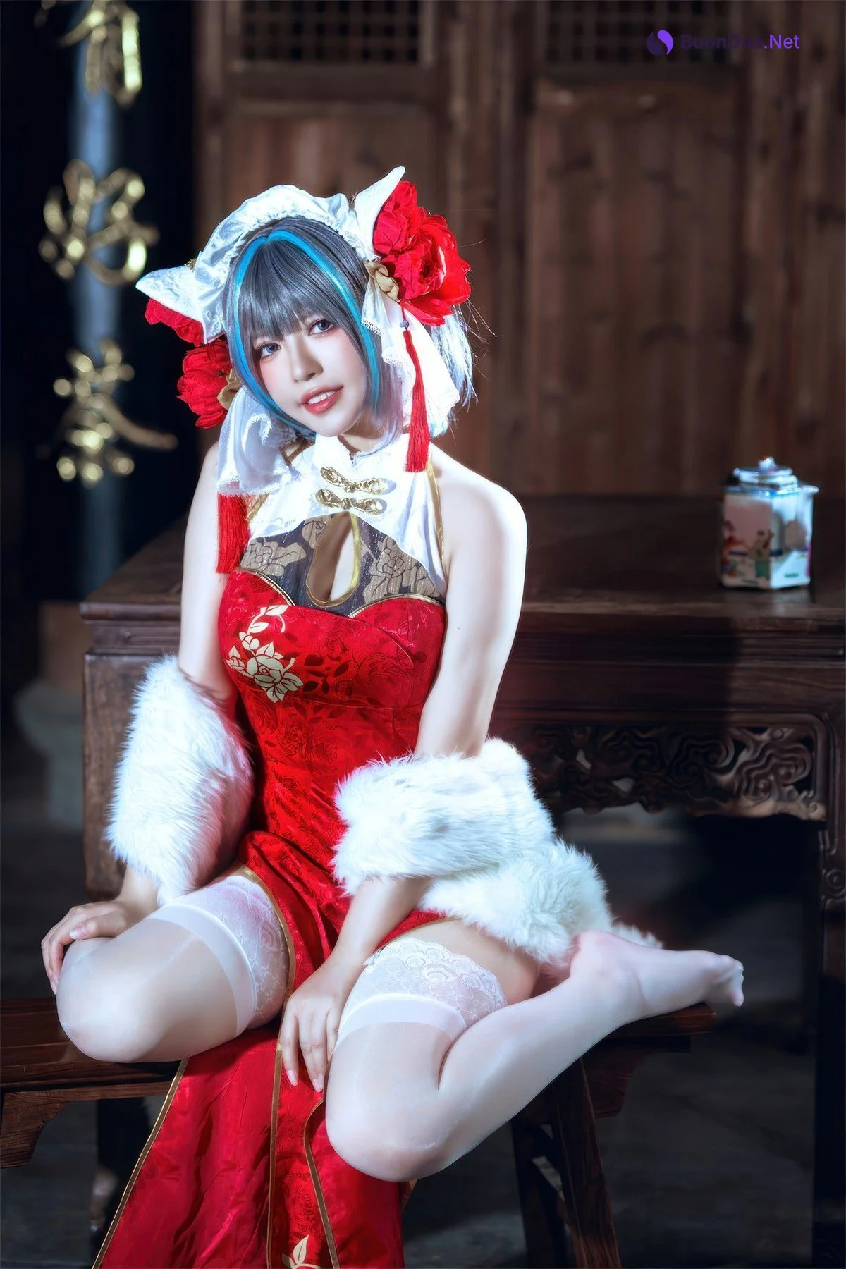 Cosplay 半半子Banbanko 柴郡中华娘旗袍 - Photo 6
