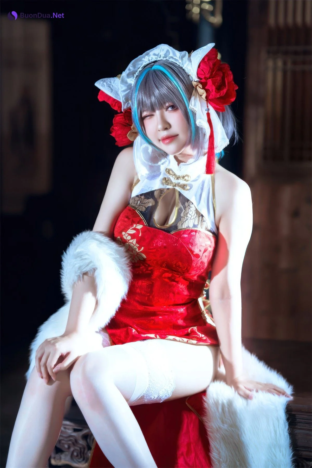 Cosplay 半半子Banbanko 柴郡中华娘旗袍 - Photo 7