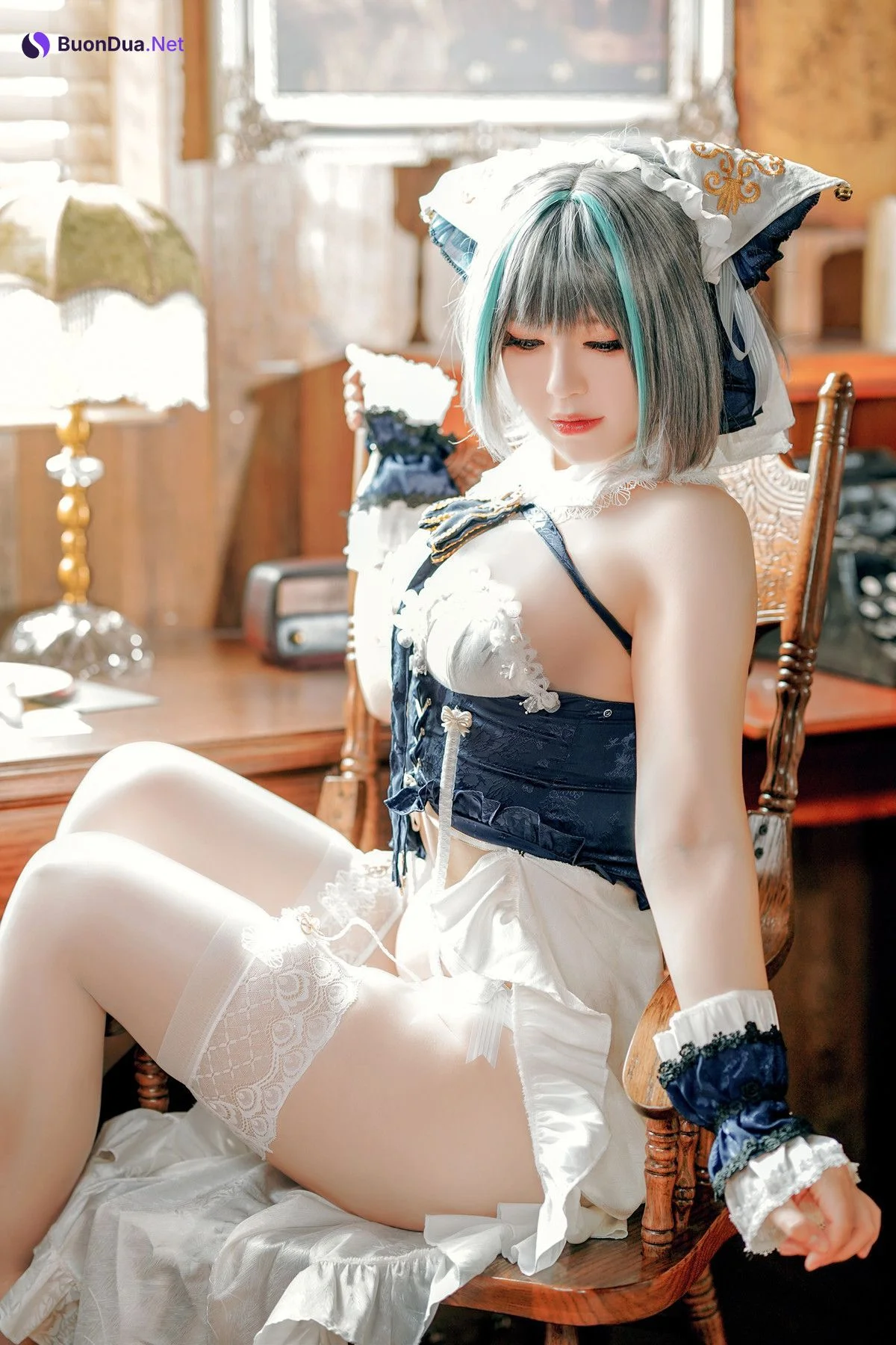 Cosplay 半半子Banbanko 碧蓝航线 柴郡抱枕 - Photo 2