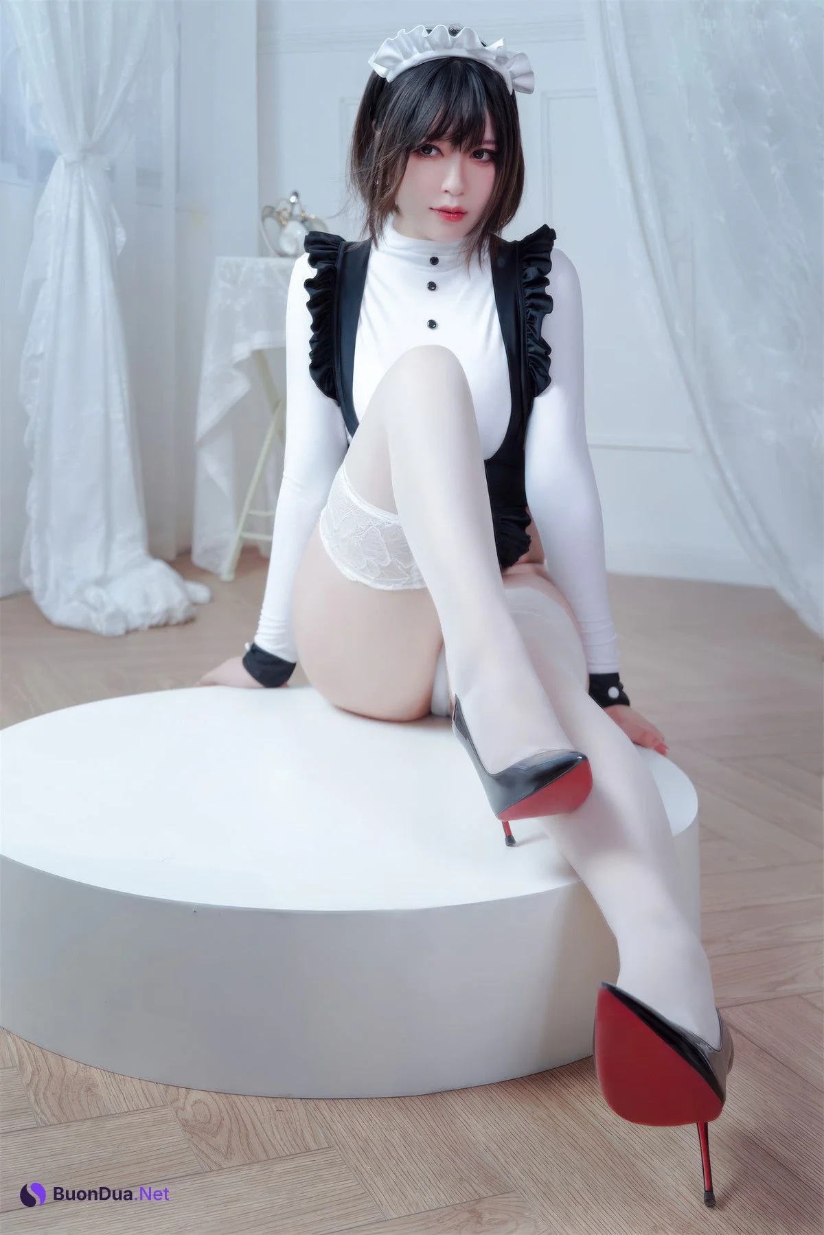 Cosplay 半半子Banbanko 纯白女仆 - Photo 2