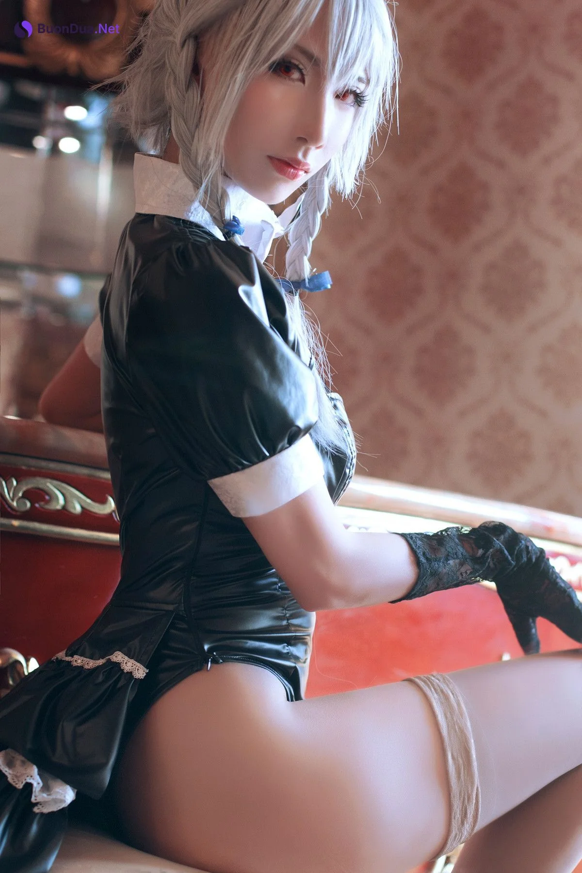 Cosplay 半半子Banbanko 索索 Sophia 红美铃 十六夜咲夜 - Photo 6