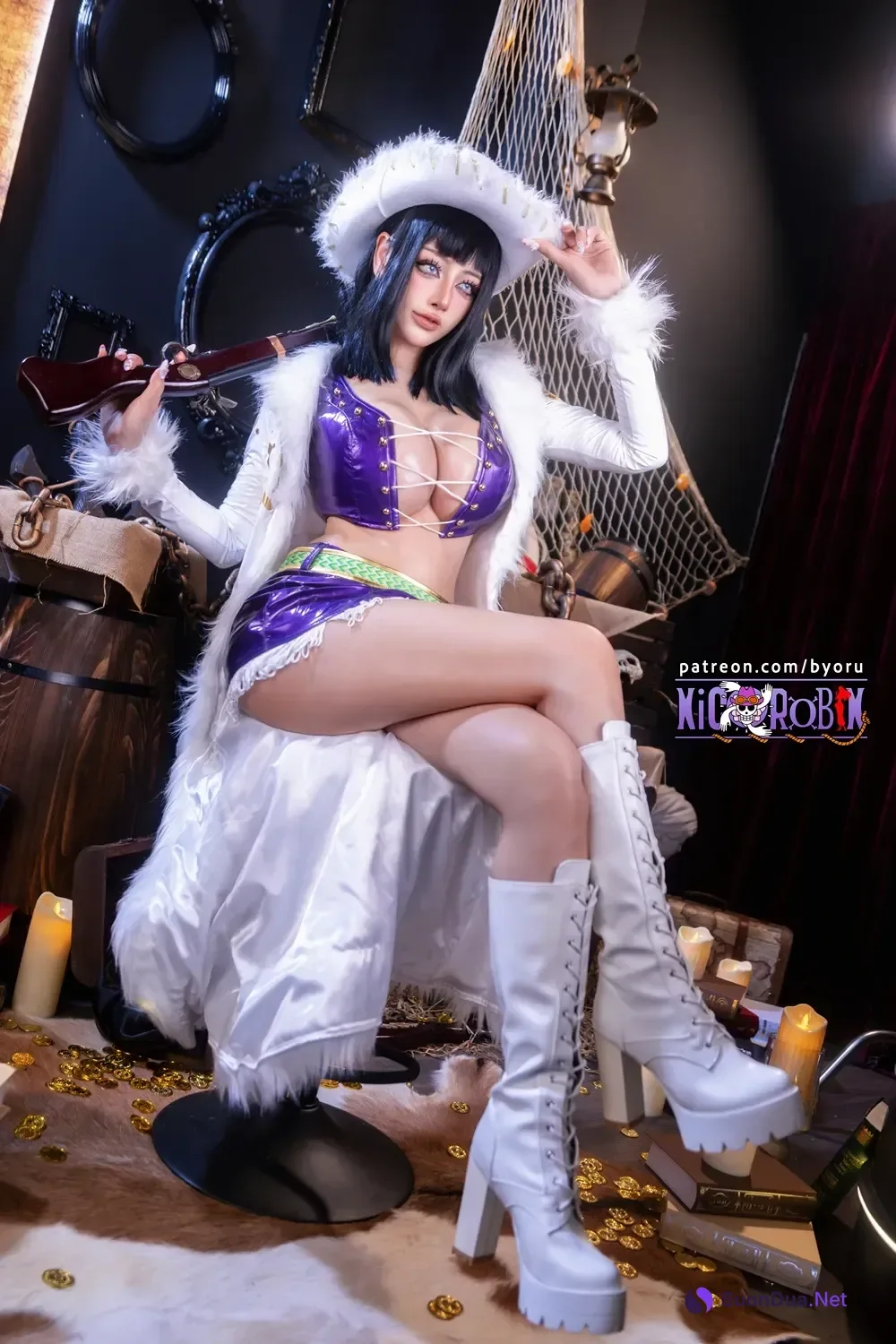 Cosplay 日本性感萝莉Byoru – 海贼王 妮可·罗宾 - 사진 9