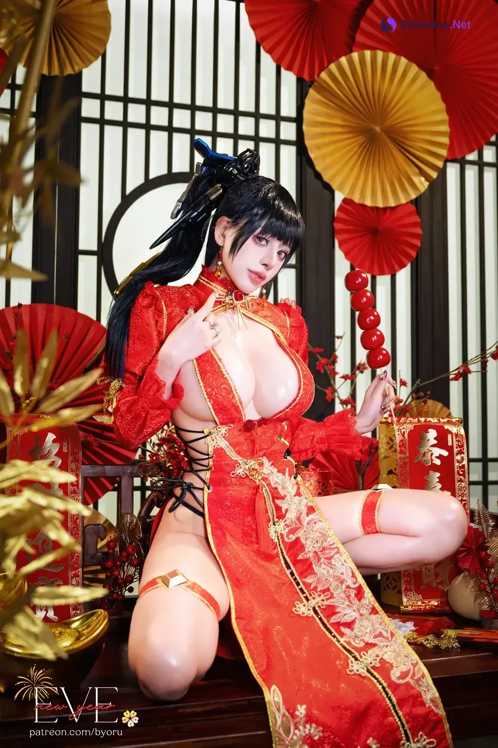 Cosplay 日本性感萝莉Byoru – Eve New Year Qipao - Photo 12