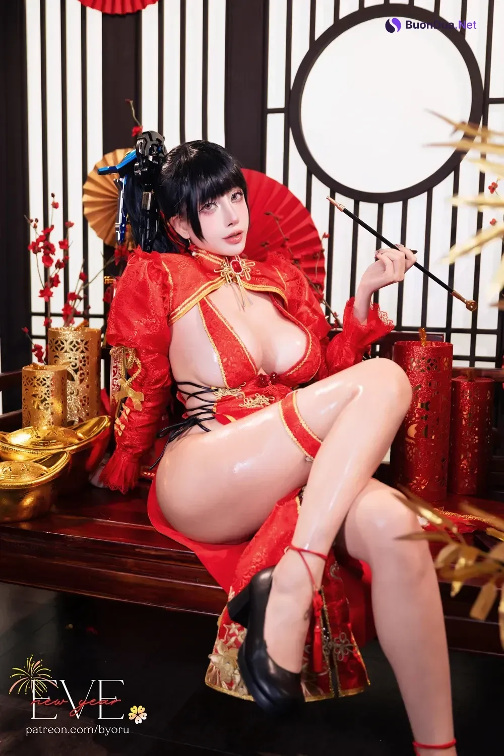 Cosplay 日本性感萝莉Byoru – Eve New Year Qipao - Photo 3