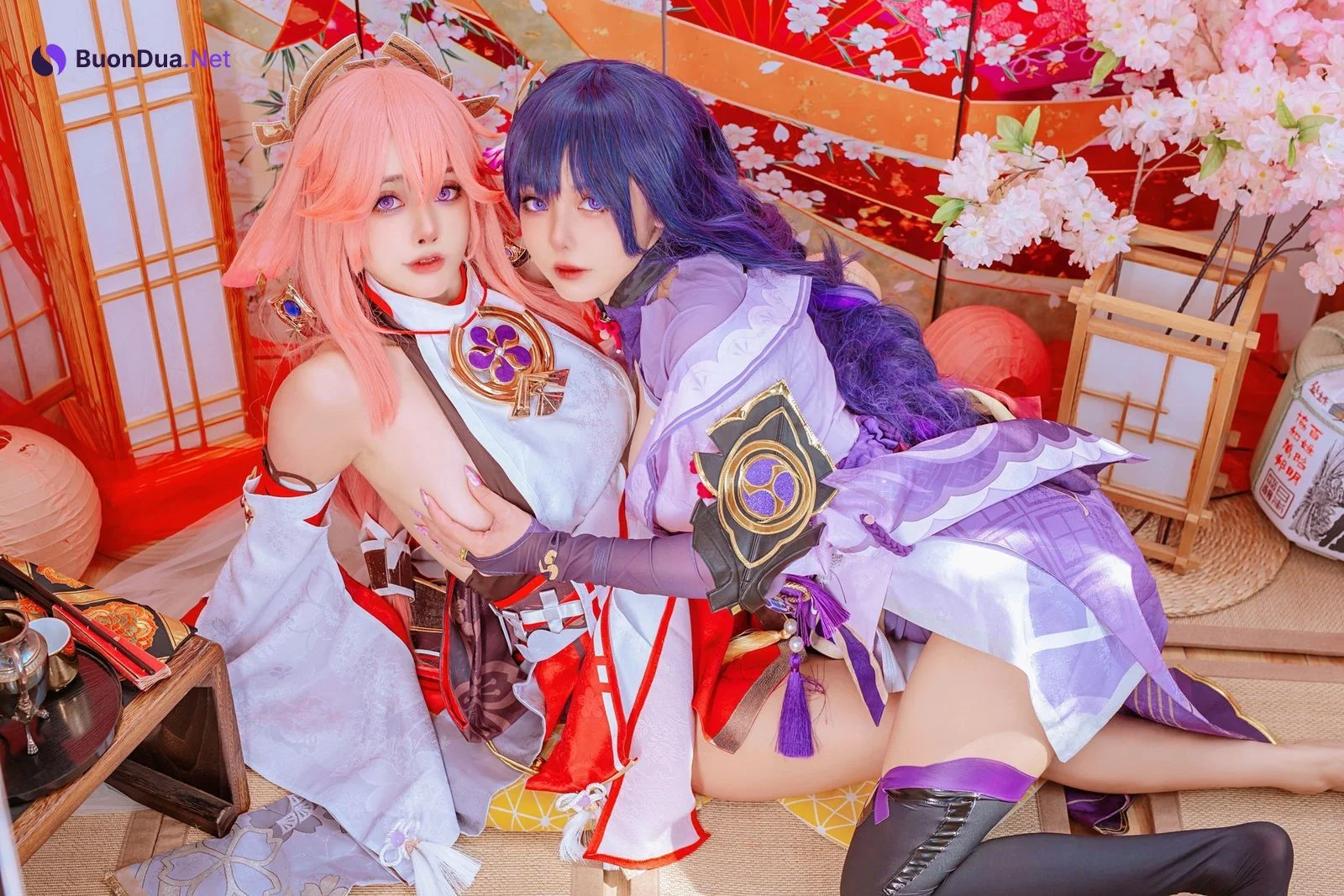 Cosplay 日本性感萝莉Byoru 八重神子 雷電将軍 Set.01 - Photo 12
