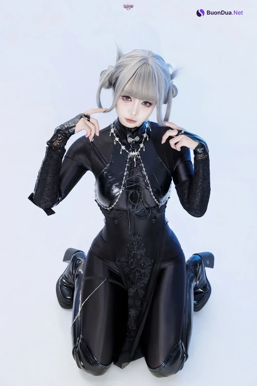 Cosplay 柒柒要乖哦 – 黑靡烟旗袍 - Photo 10