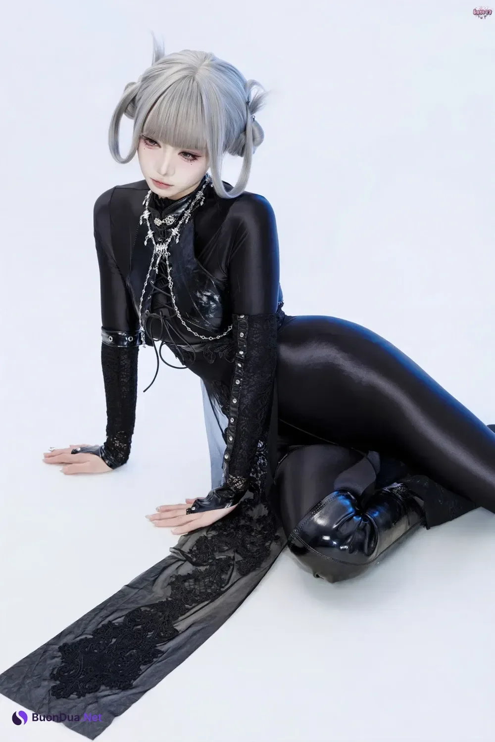 Cosplay 柒柒要乖哦 – 黑靡烟旗袍 - Photo 12