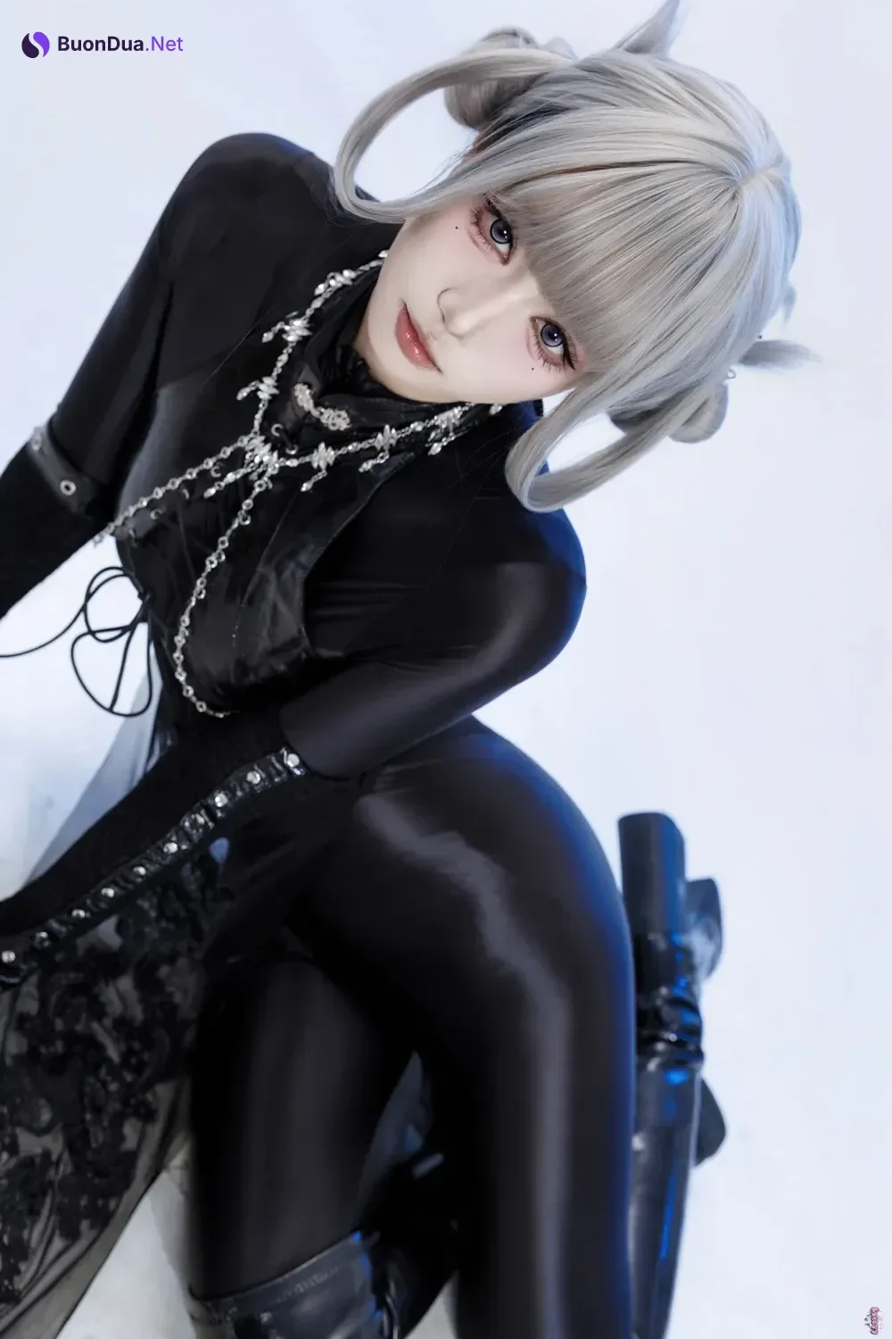 Cosplay 柒柒要乖哦 – 黑靡烟旗袍 - Photo 13