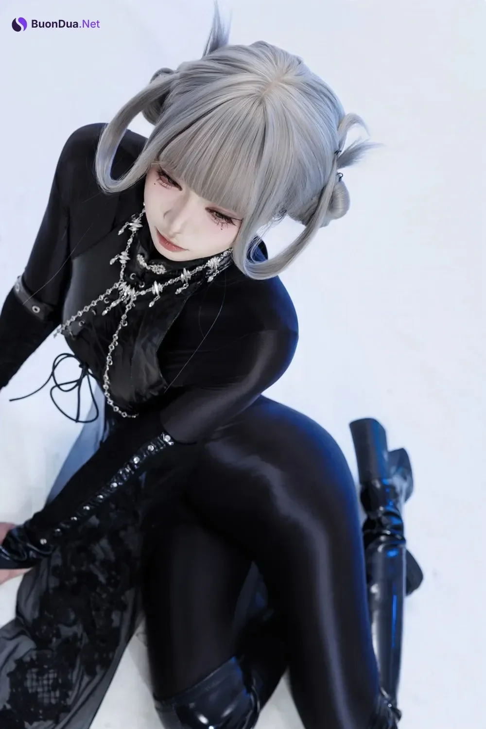 Cosplay 柒柒要乖哦 – 黑靡烟旗袍 - Photo 14