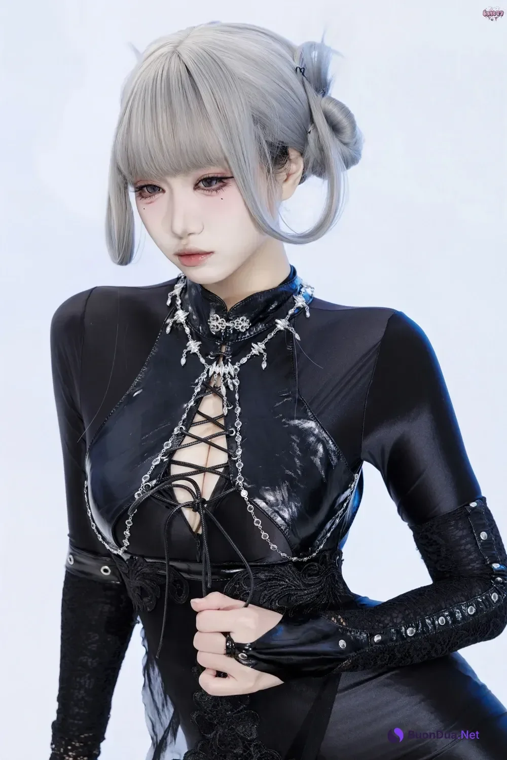 Cosplay 柒柒要乖哦 – 黑靡烟旗袍 - Photo 15