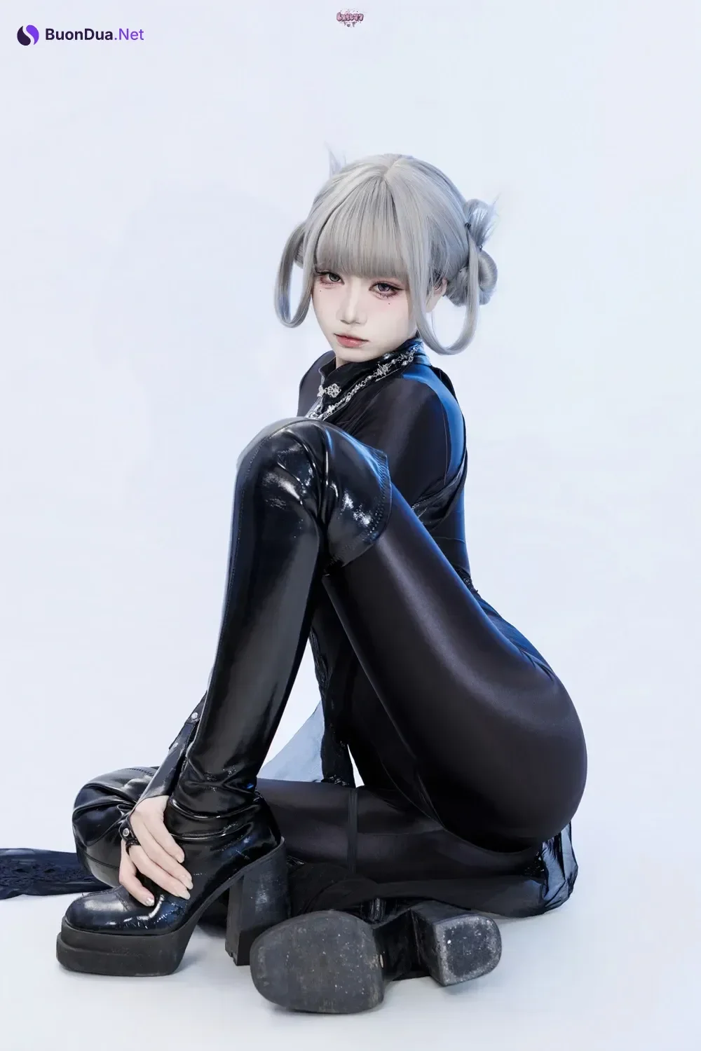 Cosplay 柒柒要乖哦 – 黑靡烟旗袍 - Photo 18