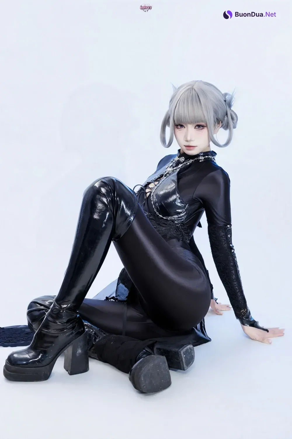 Cosplay 柒柒要乖哦 – 黑靡烟旗袍 - Photo 19