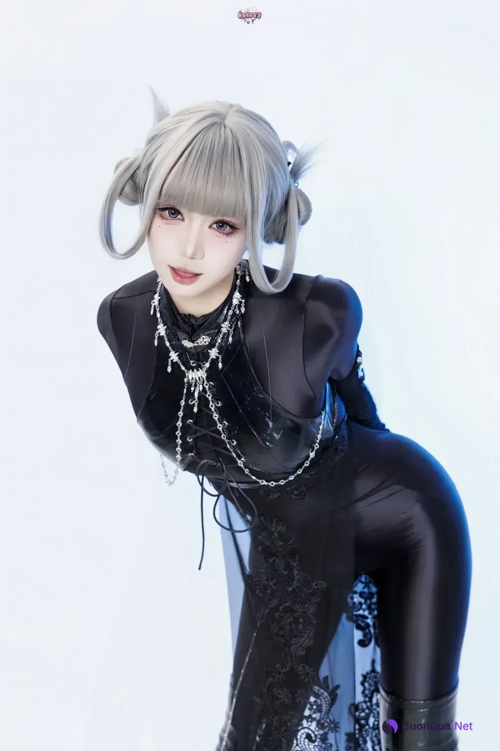 Cosplay 柒柒要乖哦 – 黑靡烟旗袍 - Photo 2