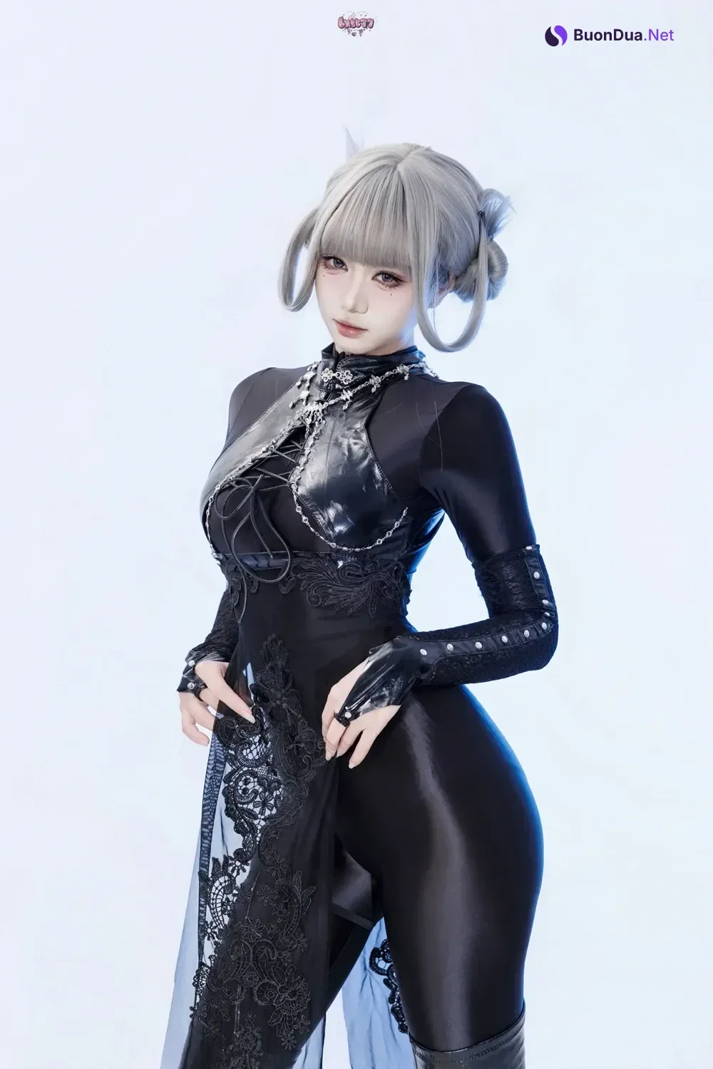 Cosplay 柒柒要乖哦 – 黑靡烟旗袍 - Photo 5
