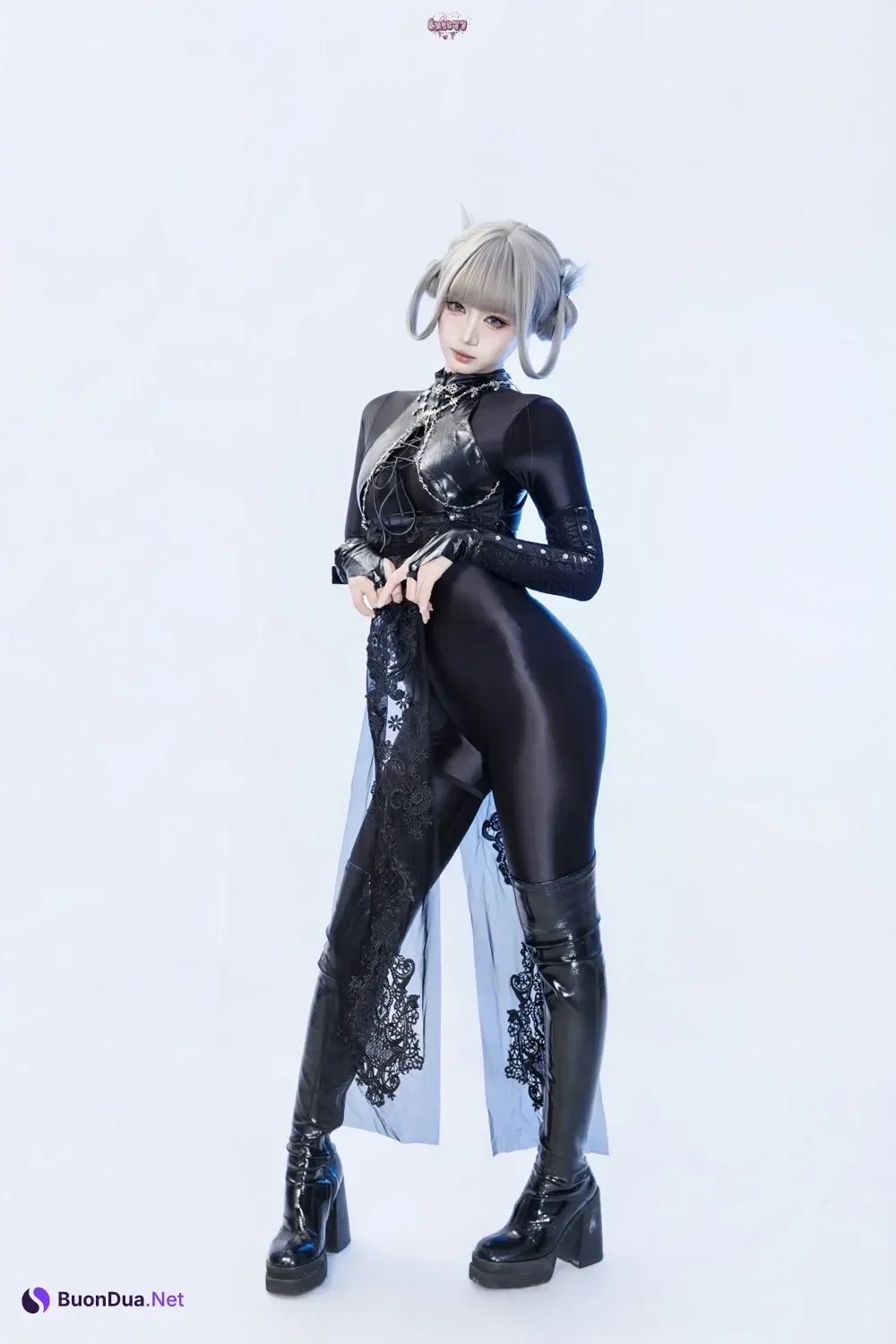 Cosplay 柒柒要乖哦 – 黑靡烟旗袍 - Photo 6