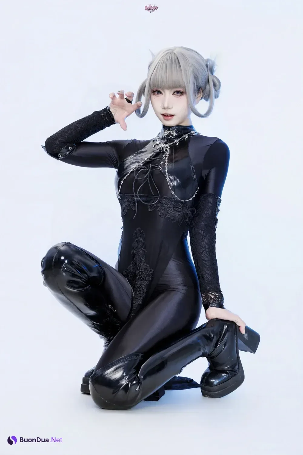 Cosplay 柒柒要乖哦 – 黑靡烟旗袍 - Photo 8