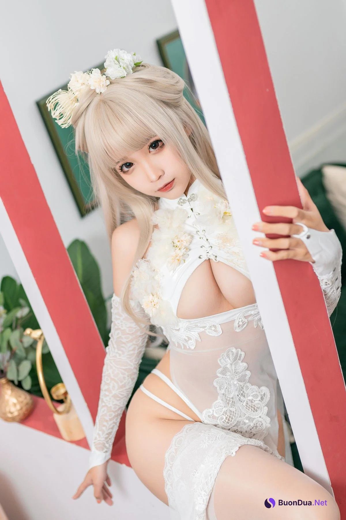 Cosplay 蠢沫沫 Chunmomo 沫沫真爱版 歪萌白旗袍 - Photo 15
