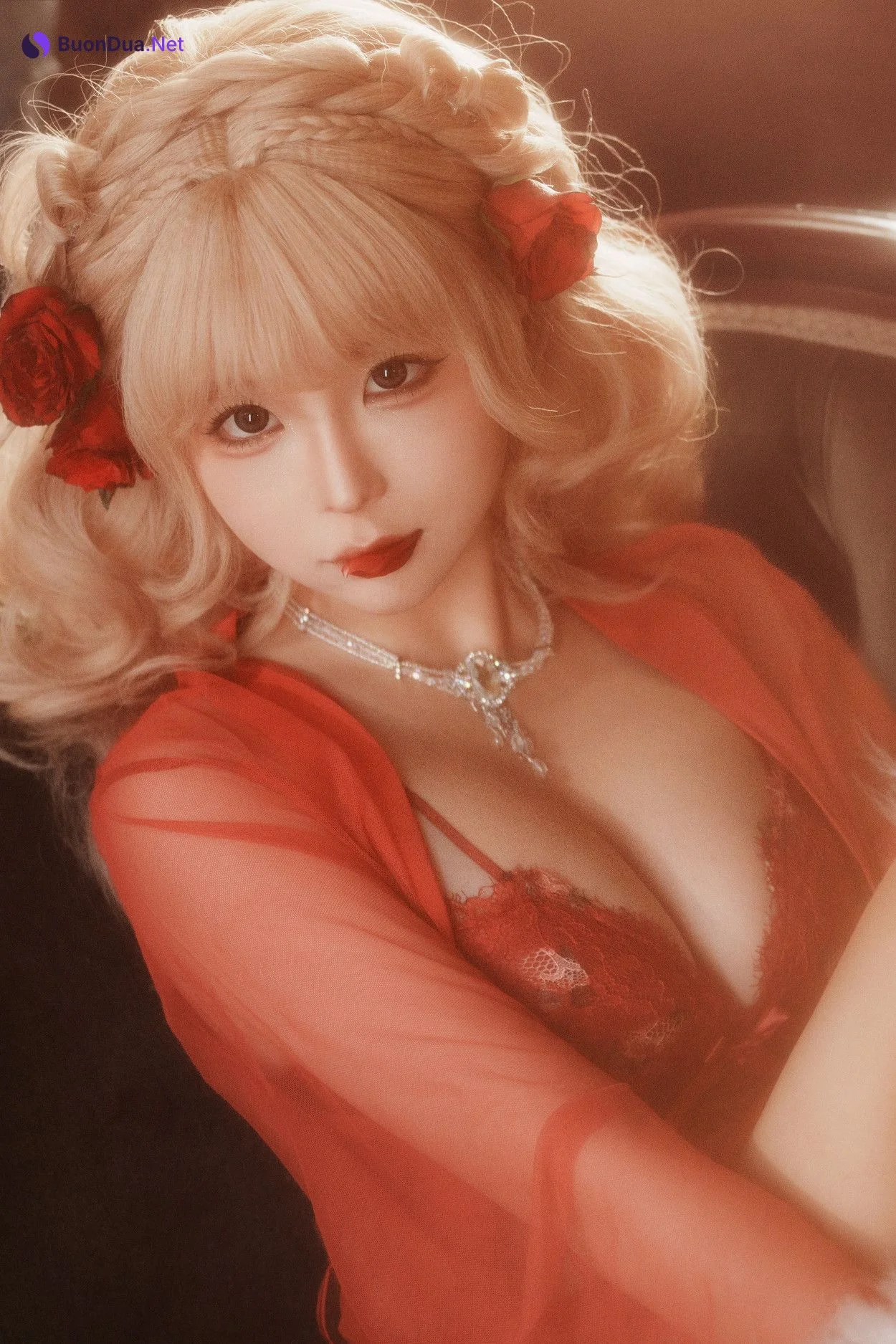 Cosplay 蠢沫沫Chunmomo 黑红纱裙 - Photo 17