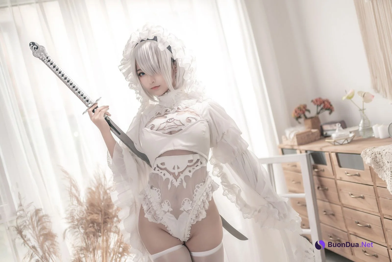 Cosplay 蠢沫沫 Chunmomo 尼尔纪元 白花嫁 - Photo 3