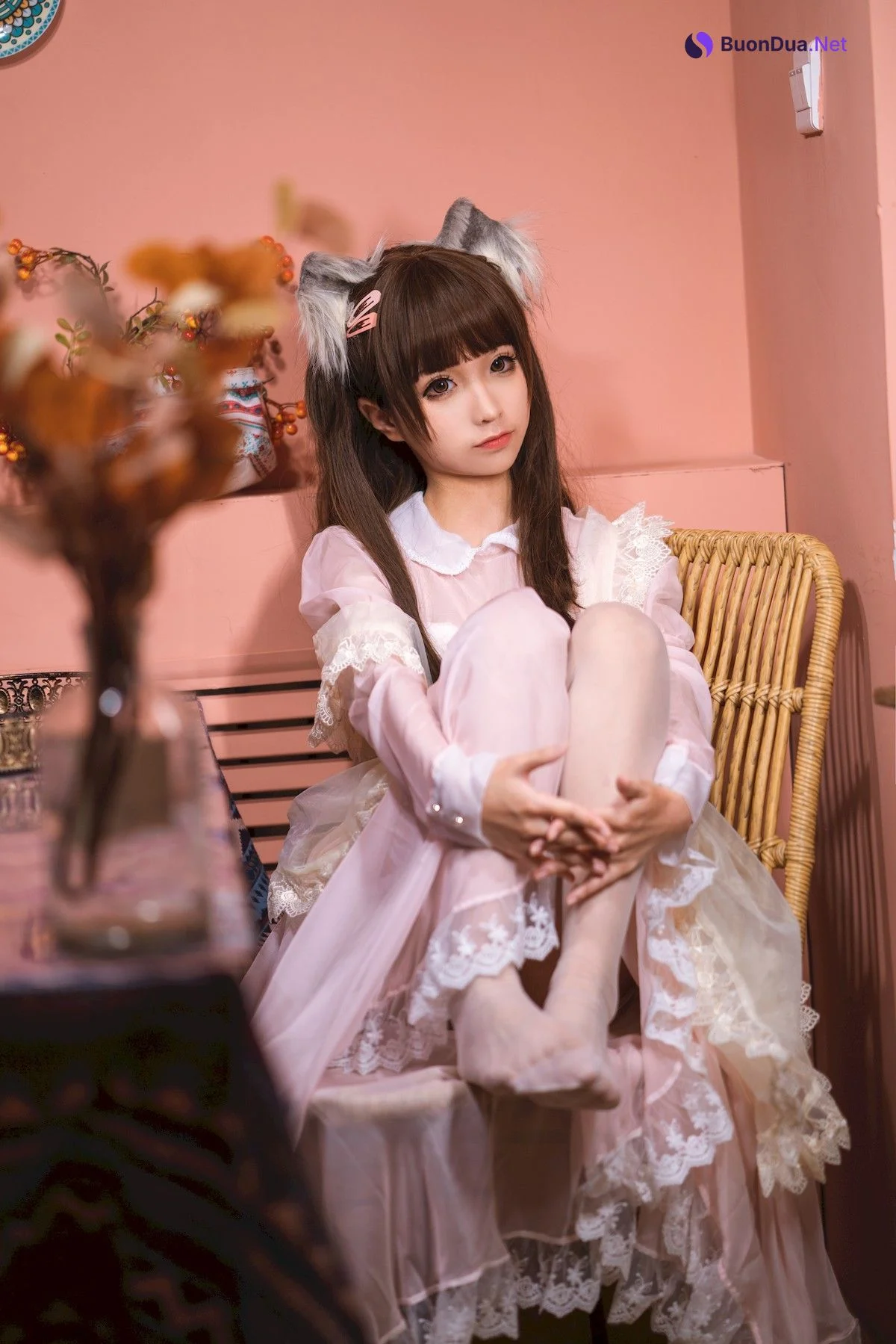 Cosplay 蠢沫沫 Chunmomo 粉透明女仆 - Photo 18
