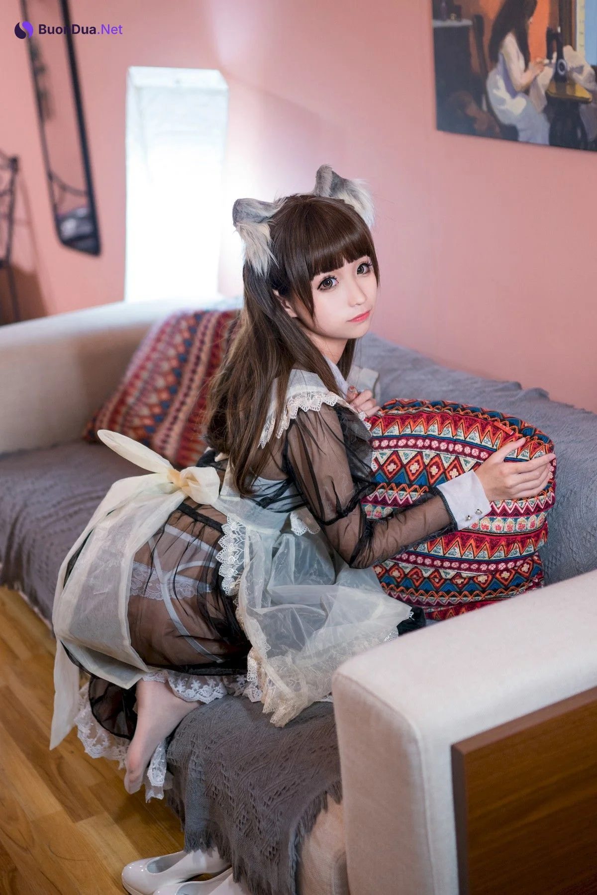 Cosplay 蠢沫沫 Chunmomo 黑透明女仆 - Photo 19