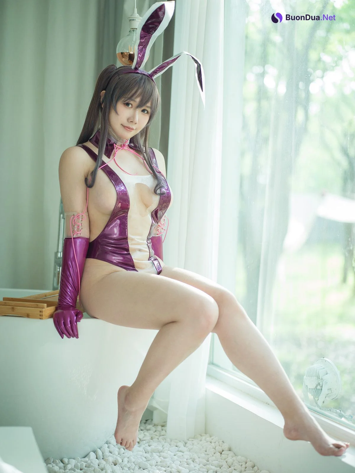 Cosplay 麻花麻花酱 紫色透明泳装 - Photo 19