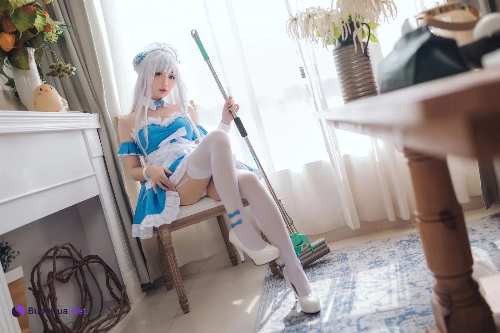 焖焖碳 Cosplay 小天鹅女仆 - Photo 9