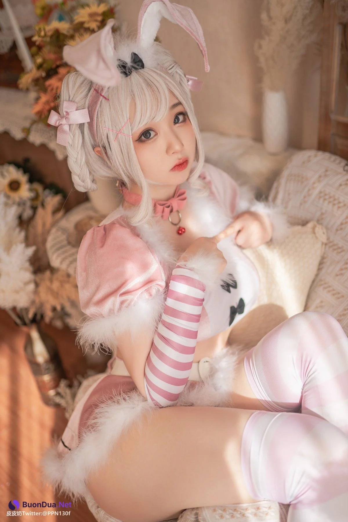 Cosplay 皮皮奶可可爱了啦 粉色兔兔 - Photo 15