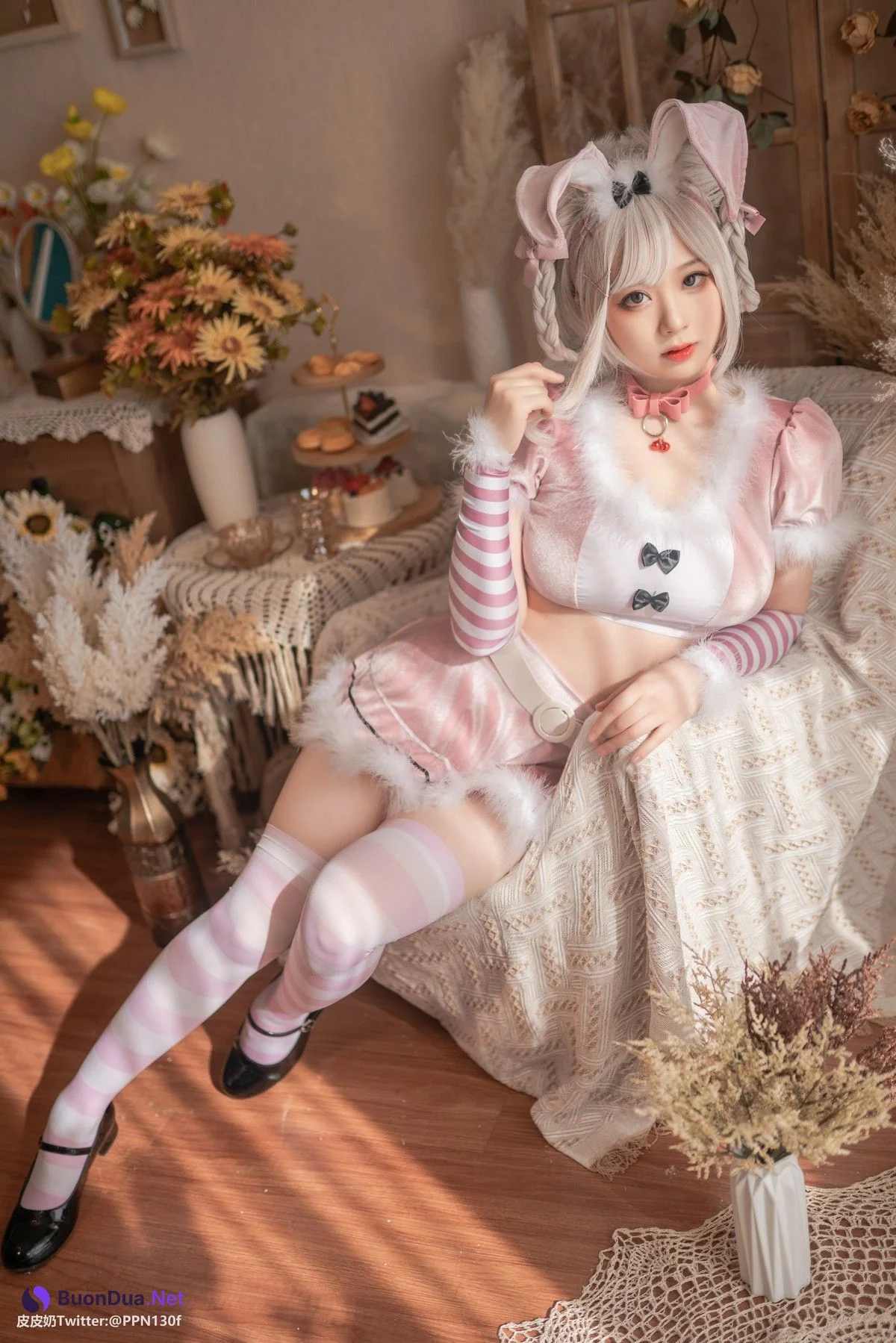 Cosplay 皮皮奶可可爱了啦 粉色兔兔 - Photo 9