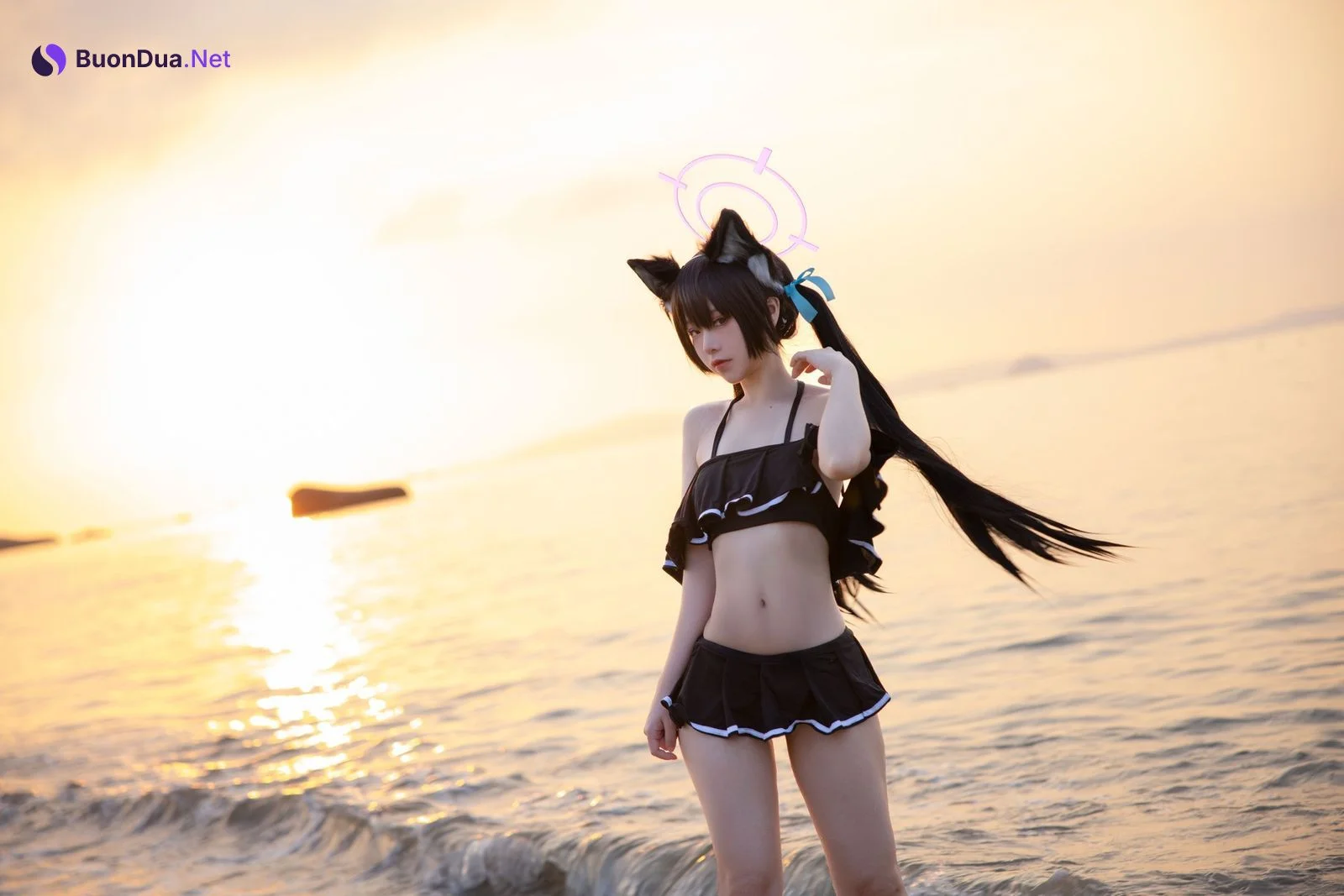 Cosplay G44不会受伤 碧蓝档案 黑見芹香 海边泳装 - Photo 11