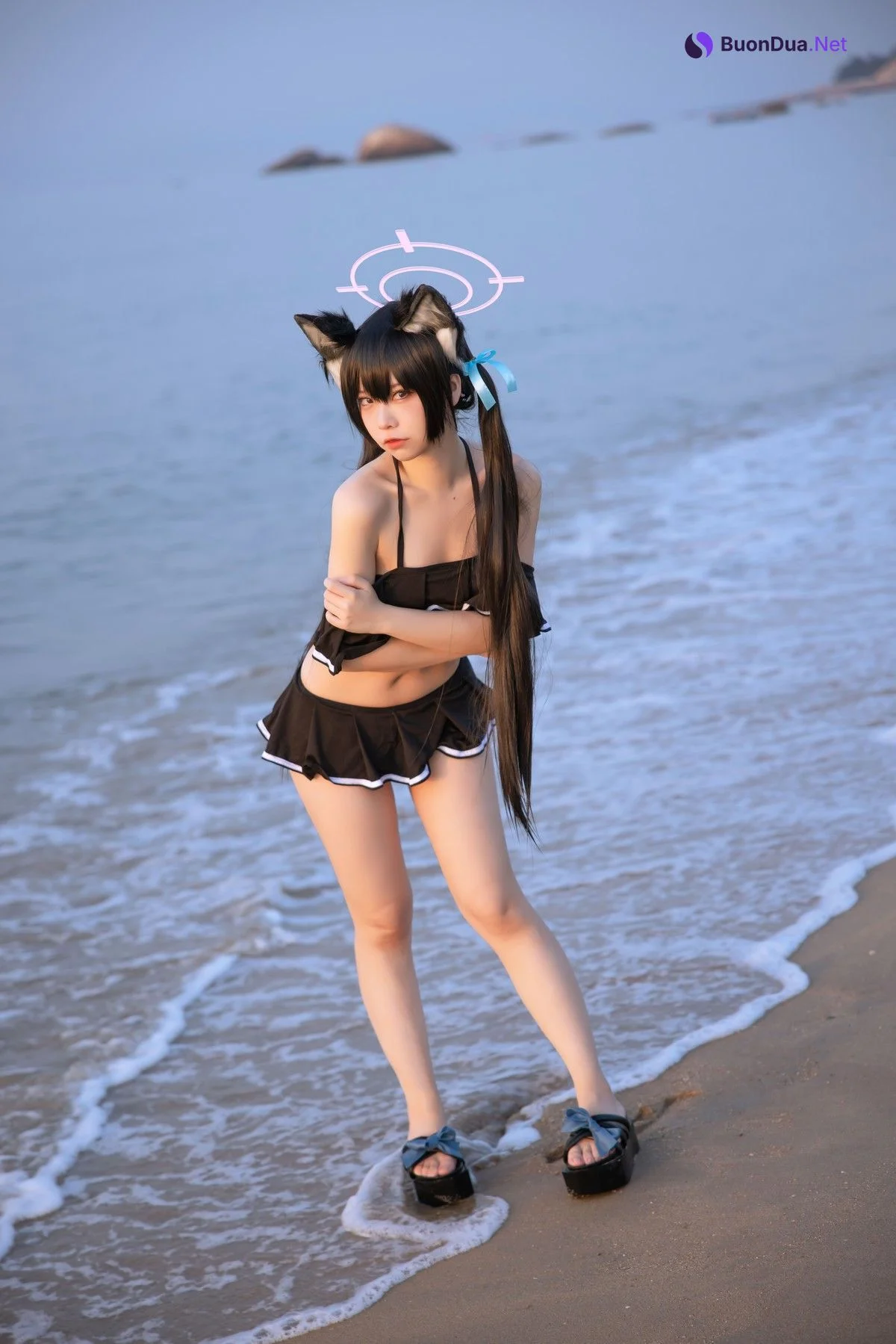 Cosplay G44不会受伤 碧蓝档案 黑見芹香 海边泳装 - Photo 13