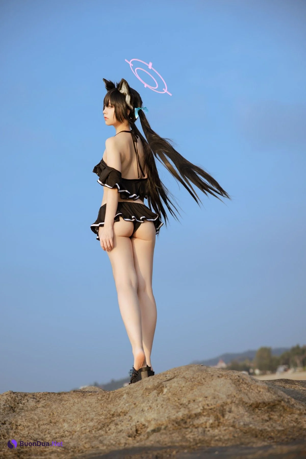 Cosplay G44不会受伤 碧蓝档案 黑見芹香 海边泳装 - Photo 15