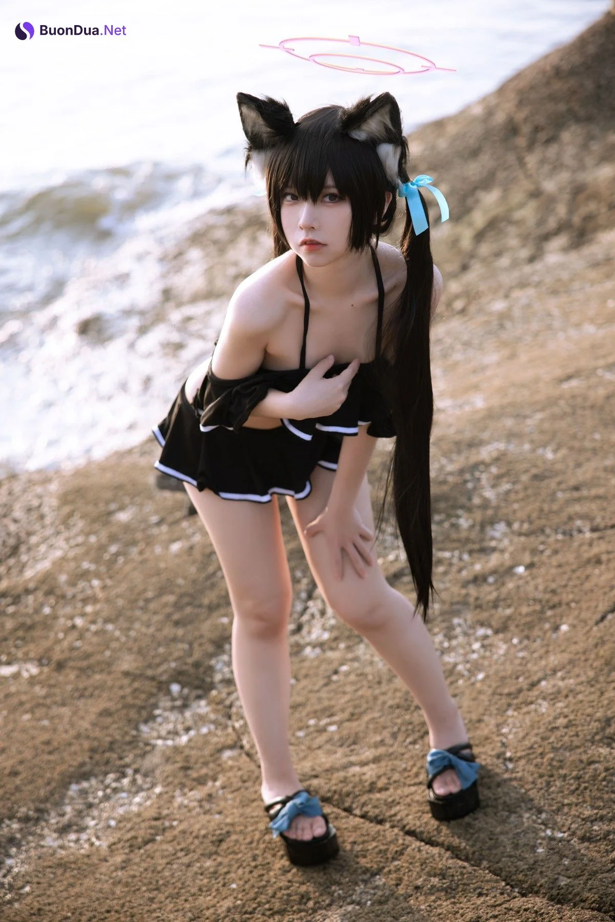 Cosplay G44不会受伤 碧蓝档案 黑見芹香 海边泳装 - Photo 17