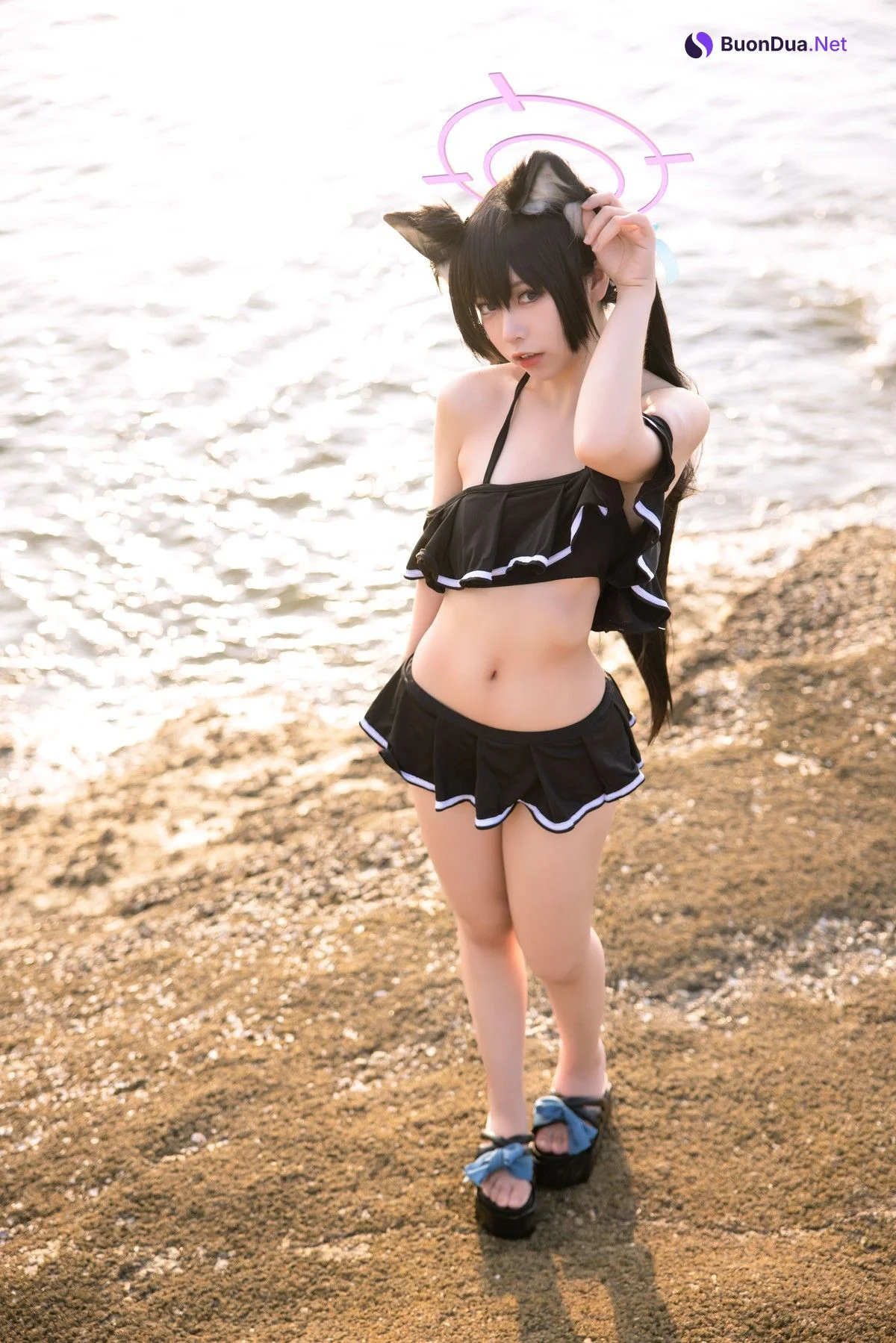 Cosplay G44不会受伤 碧蓝档案 黑見芹香 海边泳装 - Photo 18