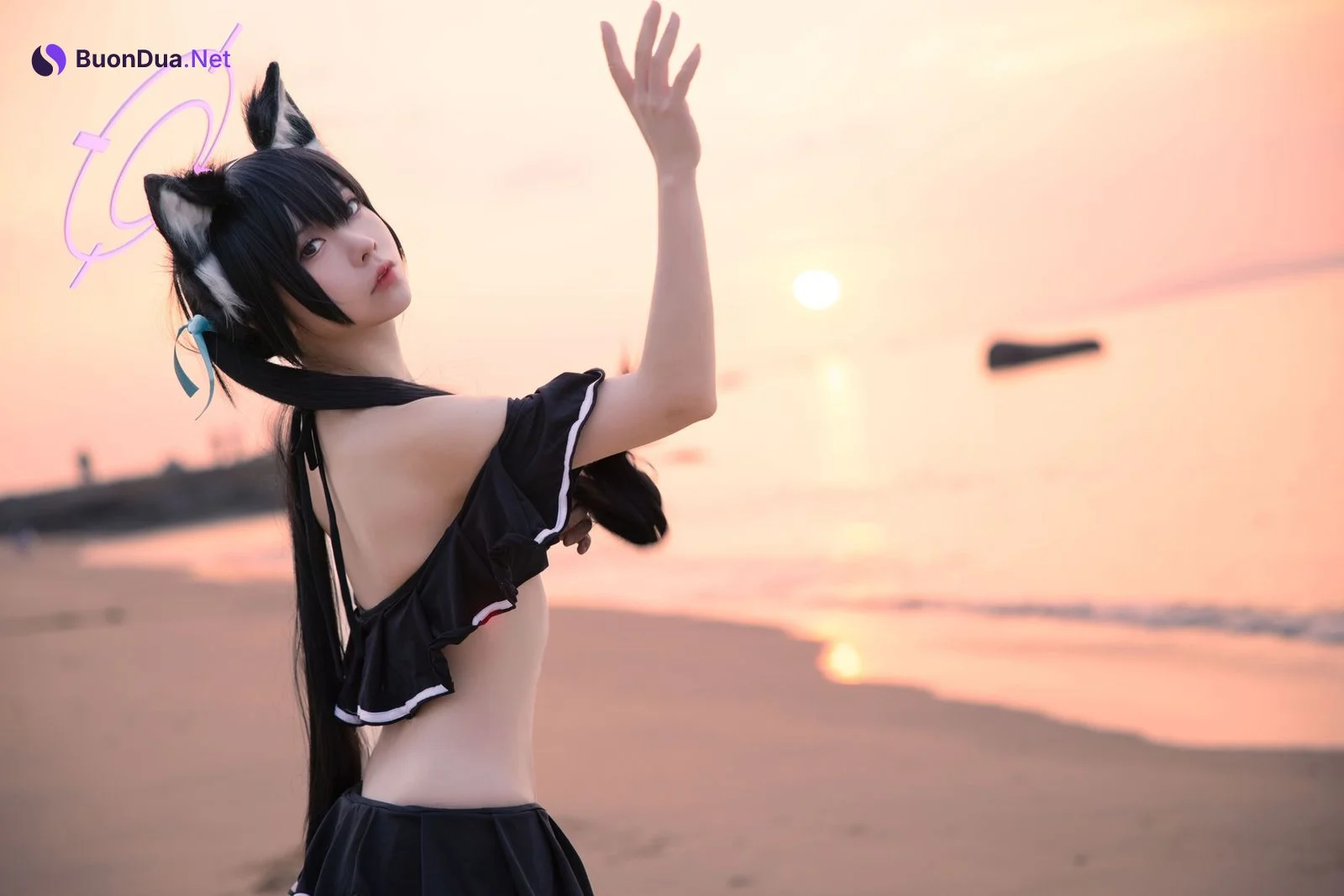 Cosplay G44不会受伤 碧蓝档案 黑見芹香 海边泳装 - Photo 3